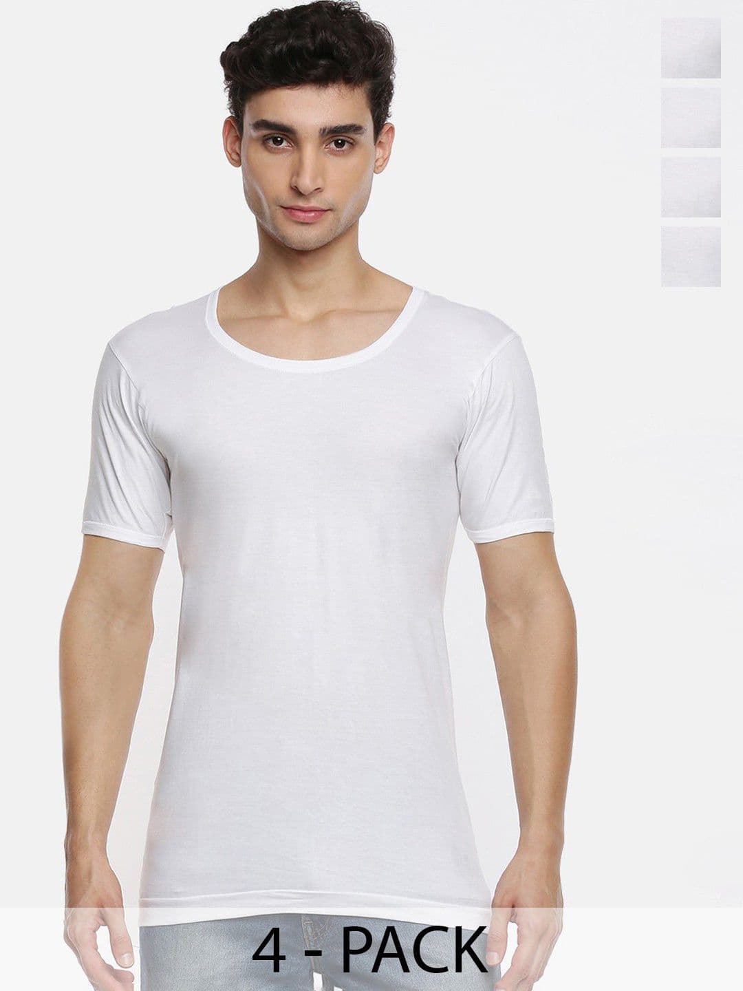 Ramraj Pack of 4 Men White Round Neck Half Sleeve Cotton Innerwear Vest - view 1