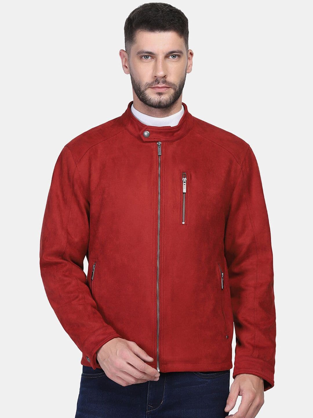 Blackberrys Men Rust Red Solid Biker Jacket - view 1