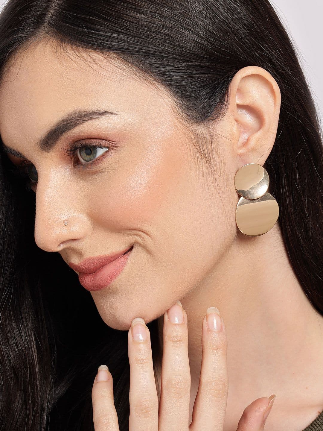 SOHI Gold-Plated Circular Drop Earrings - view 1