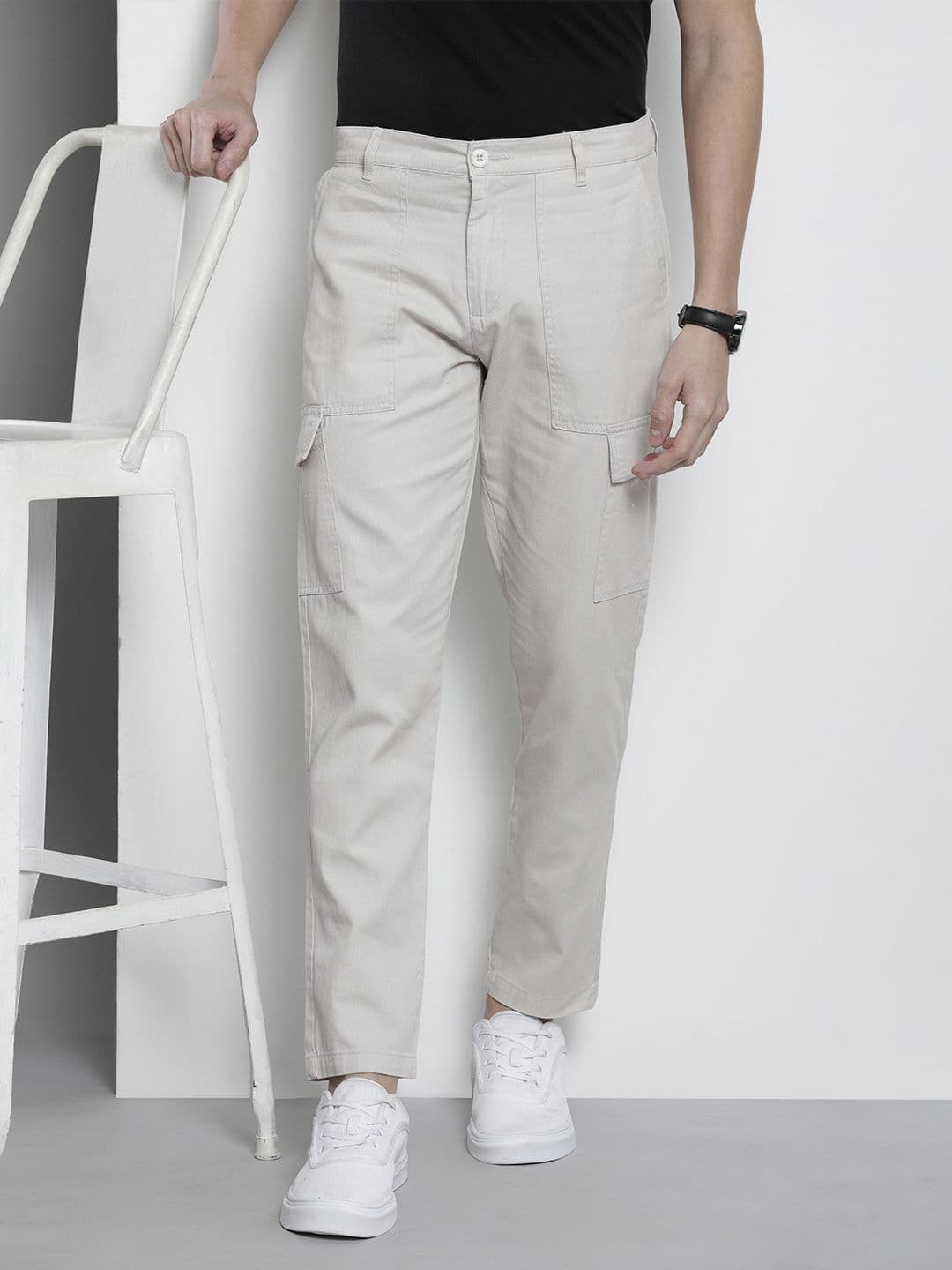 The Indian Garage Co Men Slim Fit Pure Cotton Cargos - view 1