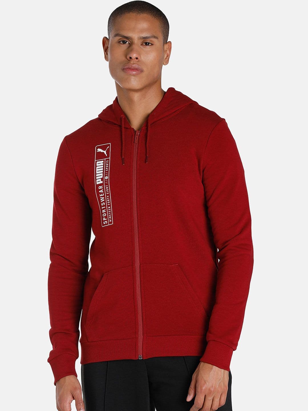 Puma Men Slim Fit Futuristic Logo Hoodie Cotton Sporty Jacket - view 1