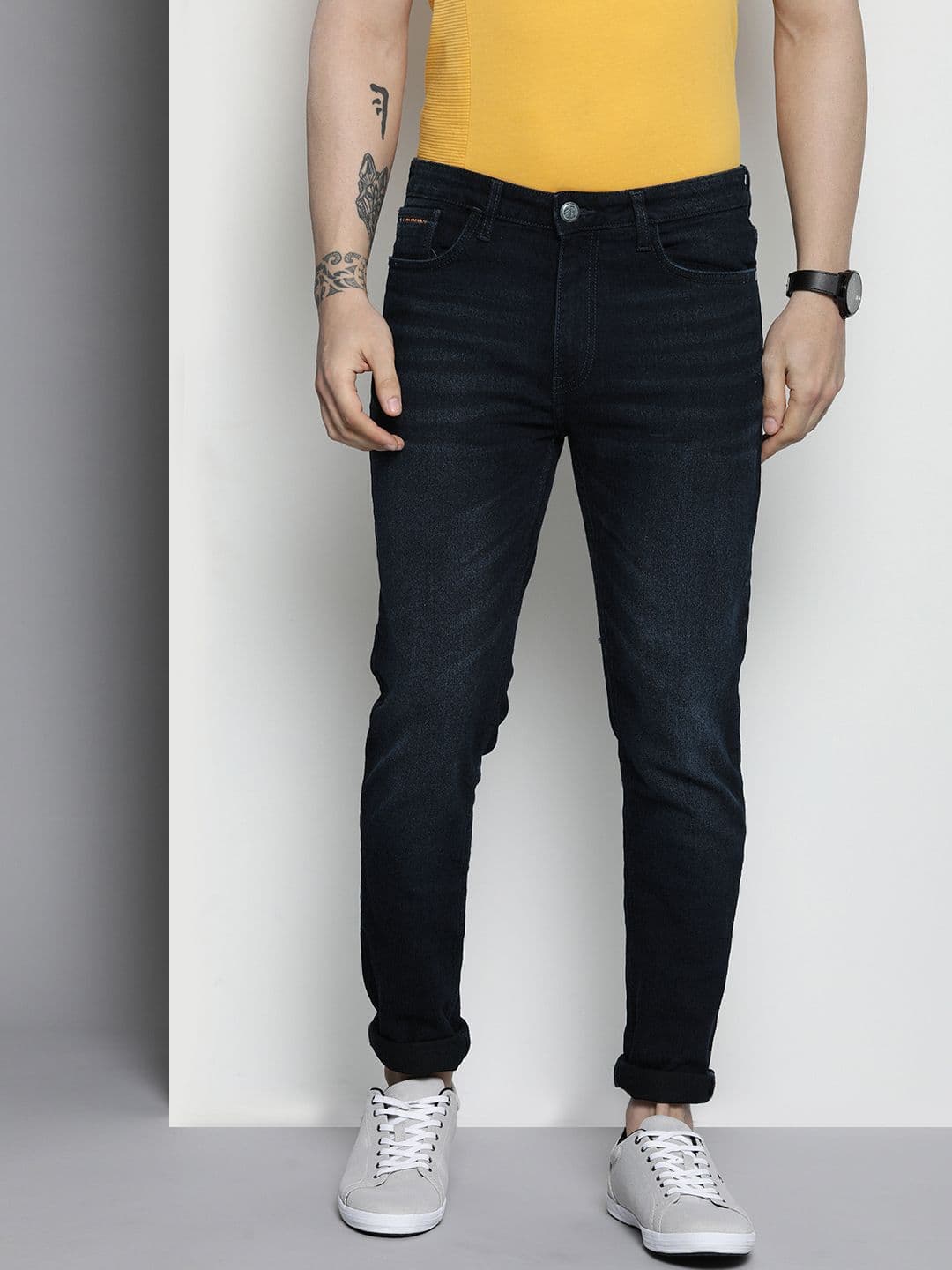 The Indian Garage Co Men Slim Fit Light Fade Stretchable Jeans - view 1
