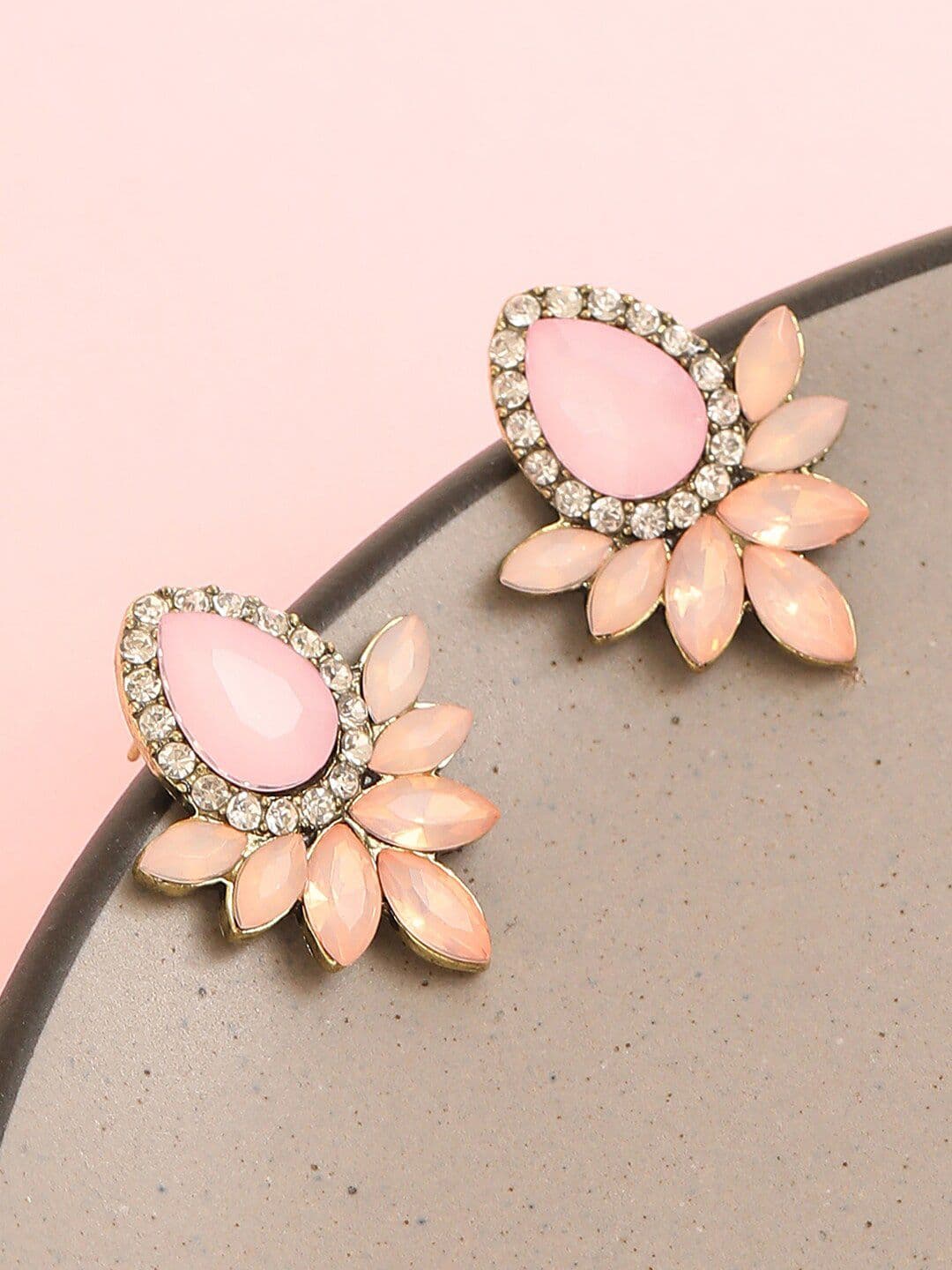 SOHI Pink Contemporary Studs Earrings - view 1