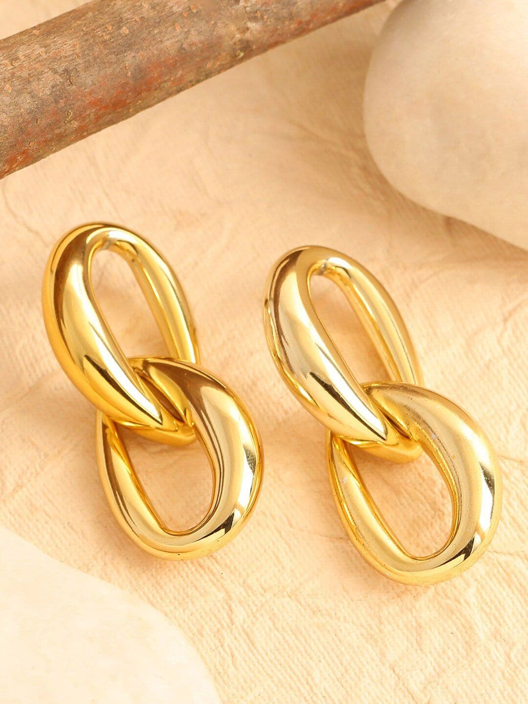 SOHI Gold Plated Contemporary Drop Earrings - view 1