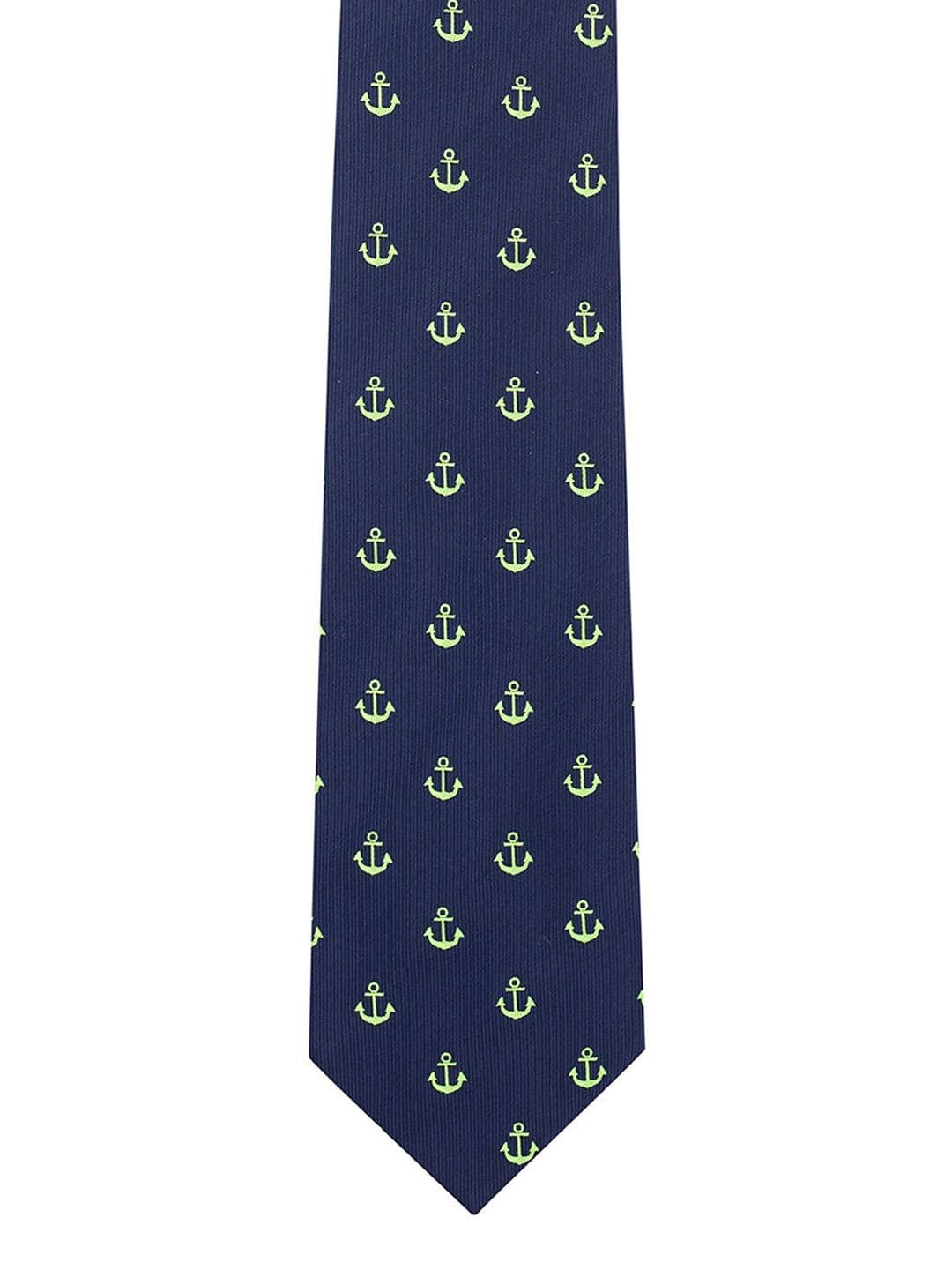 The Tie Hub Men Blue & Green Woven Design Broad Tie - view 1