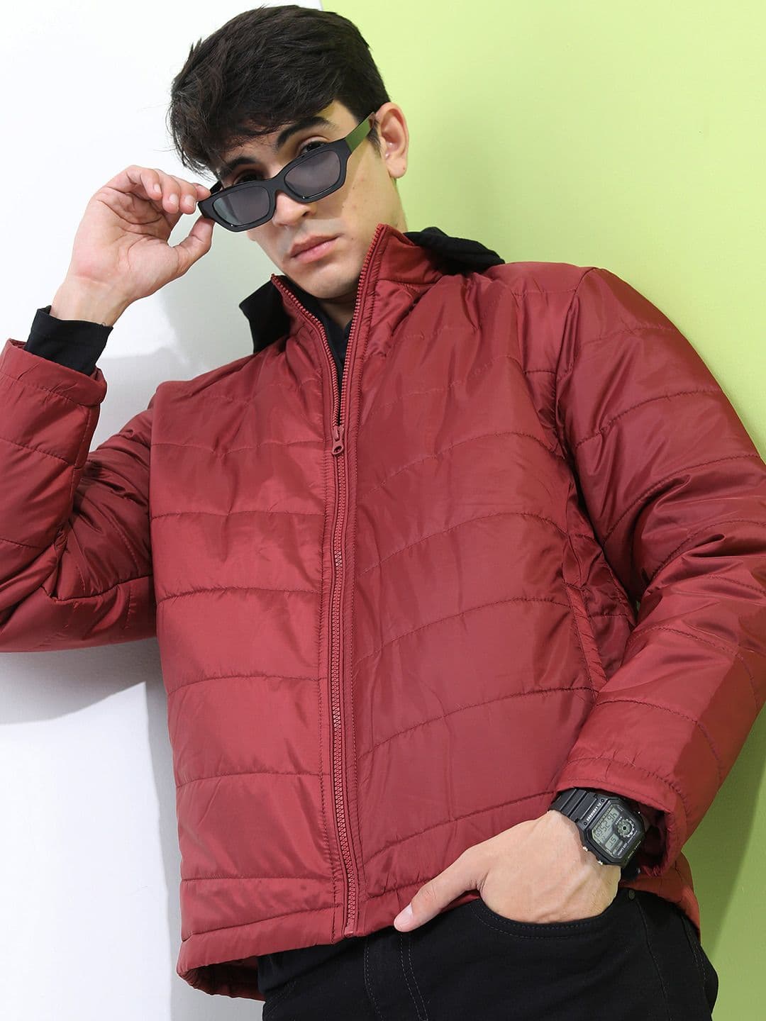 HIGHLANDER Men Red Puffer Jacket - view 1