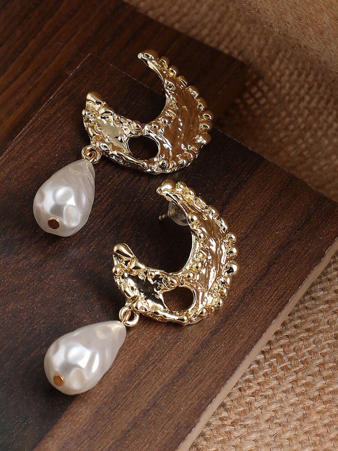 SOHI Gold-Toned & Gold Plated Contemporary Studs Earrings - view 1