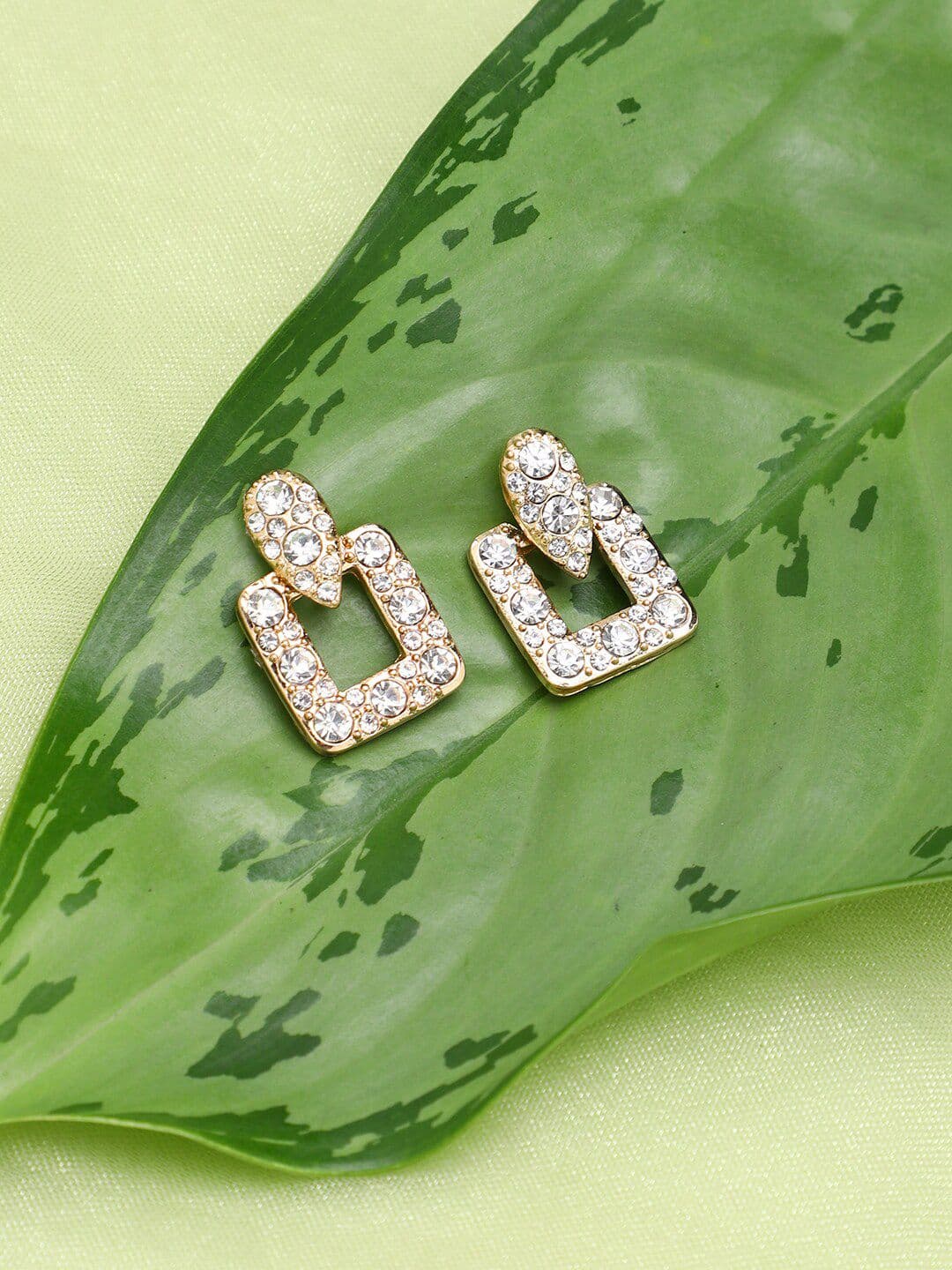 SOHI Gold-Toned & Gold Plated Contemporary Studs Earrings - view 1