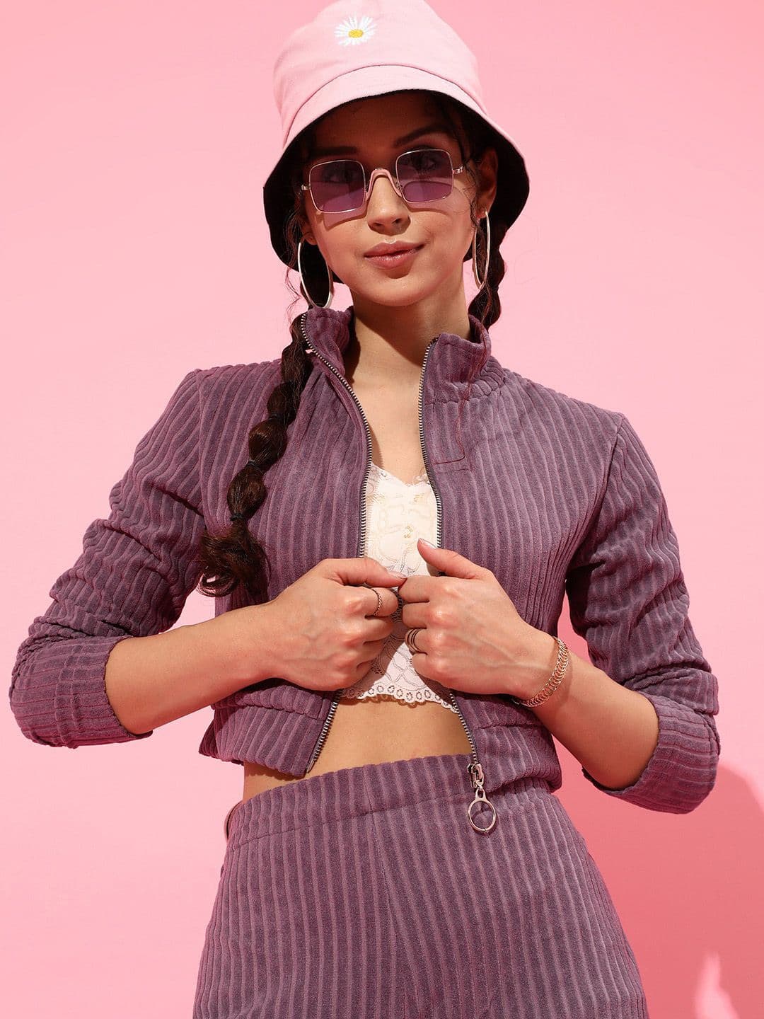 STREET 9 Women Beautiful Lavender Striped Jacket - view 1