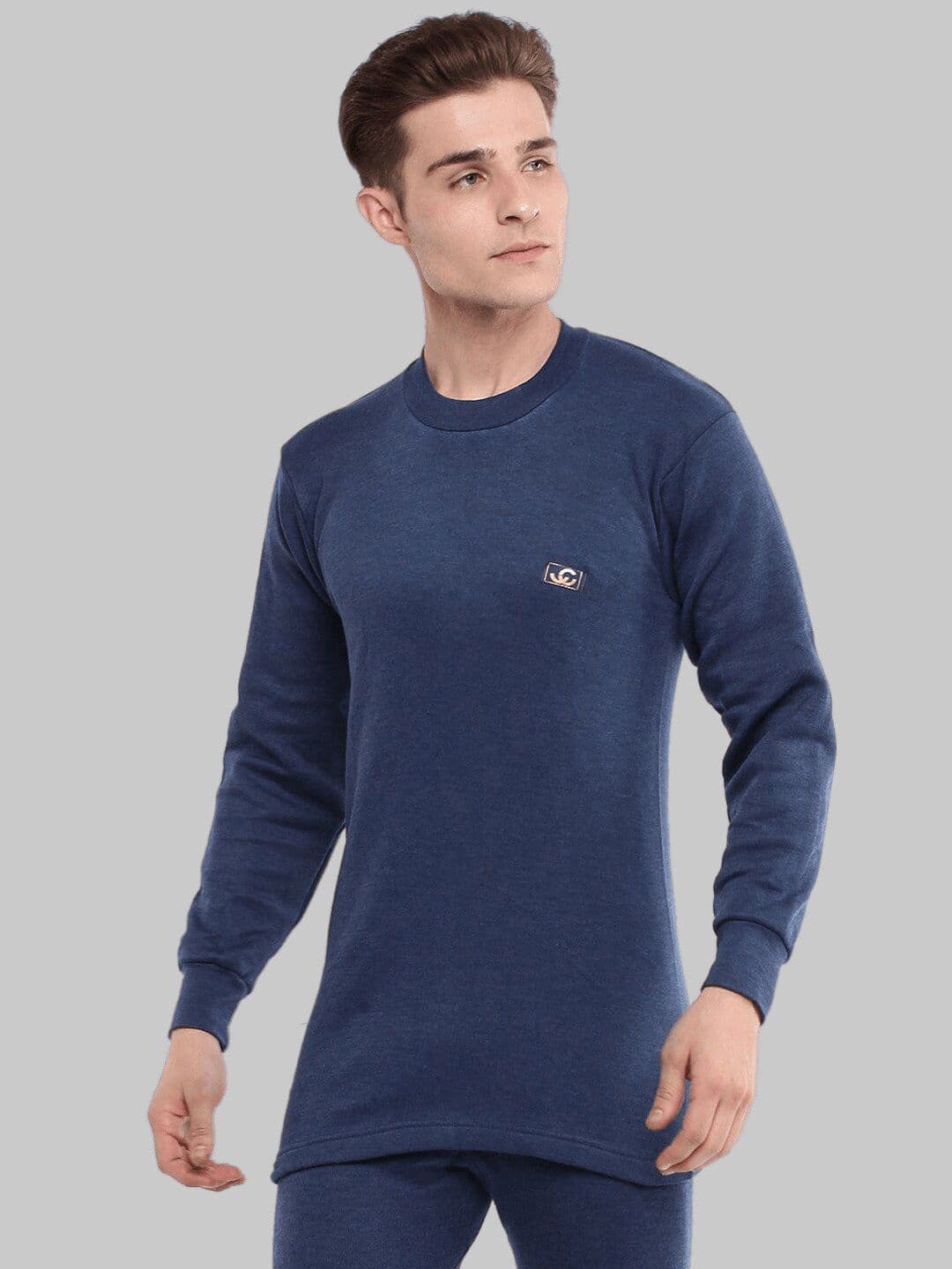 Dollar Men Blue Round Neck Thermal T-Shirt - view 1