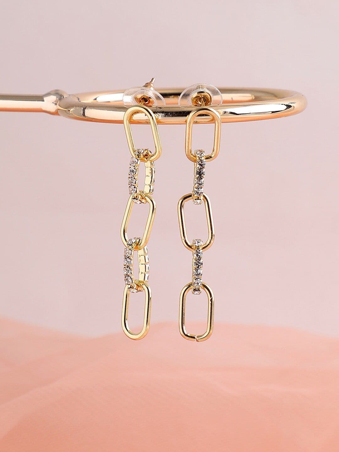 SOHI Gold-Toned Contemporary Drop Earrings - view 1