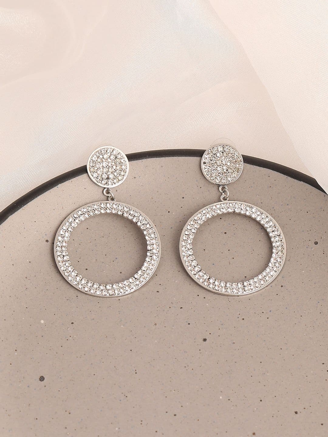 SOHI Silver-Toned & Gold Plated Contemporary Drop Earrings - view 1