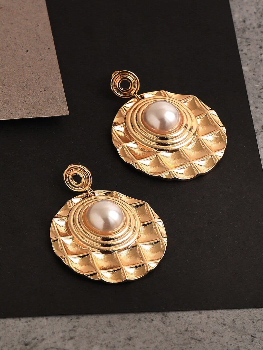 SOHI Gold-Toned & Gold Plated Contemporary Studs Earrings - view 1