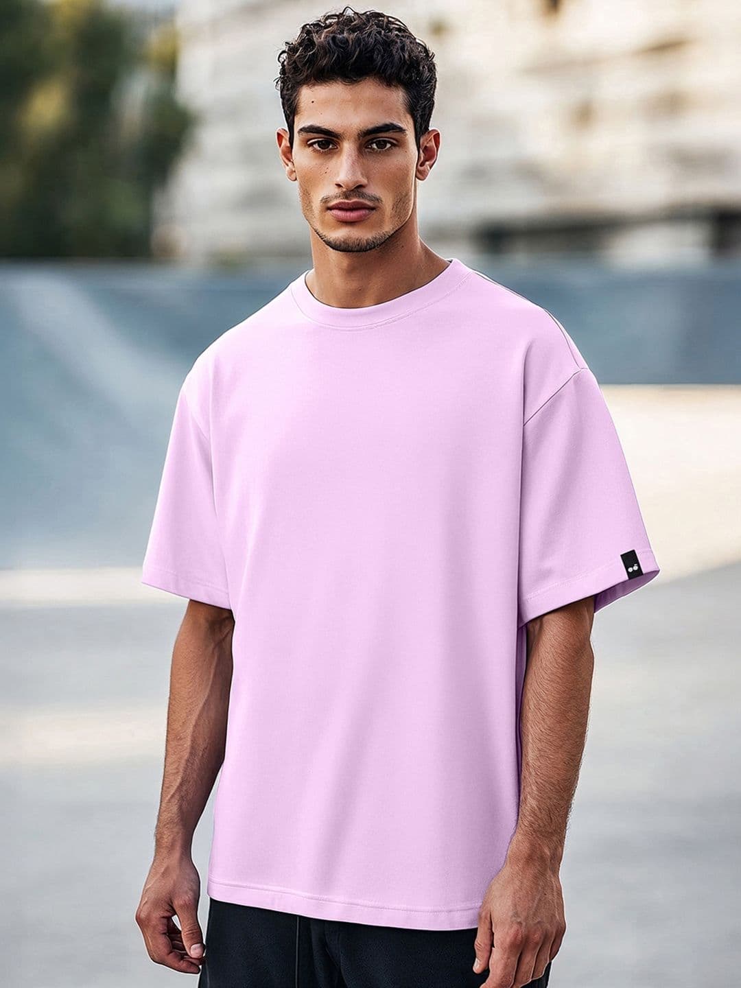 Bewakoof Men Purple Round Neck Oversized Cotton T-shirt - view 1
