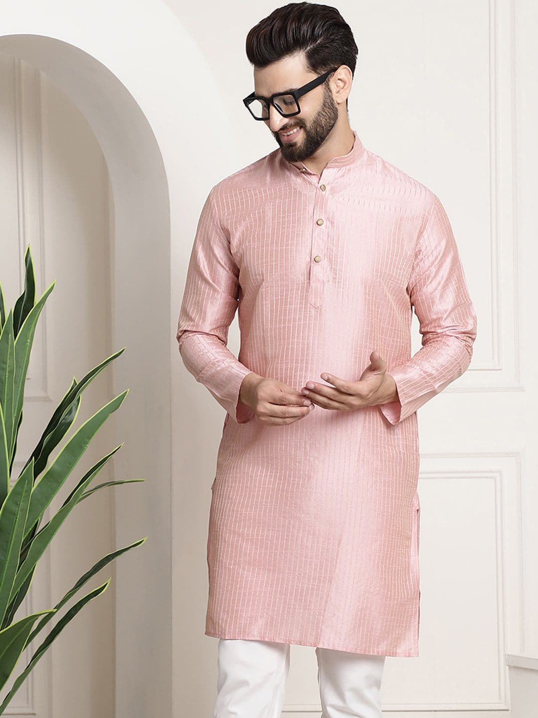 SOJANYA Men Woven Design Jacquard Straight Kurta - view 1