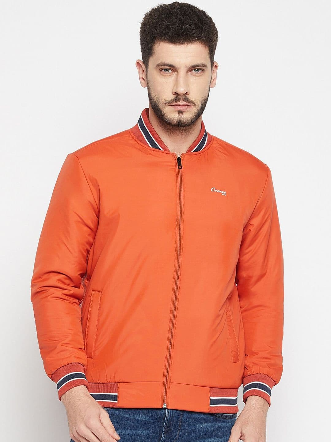 Camey Men Orange Lightweight Bomber Jacket - view 1