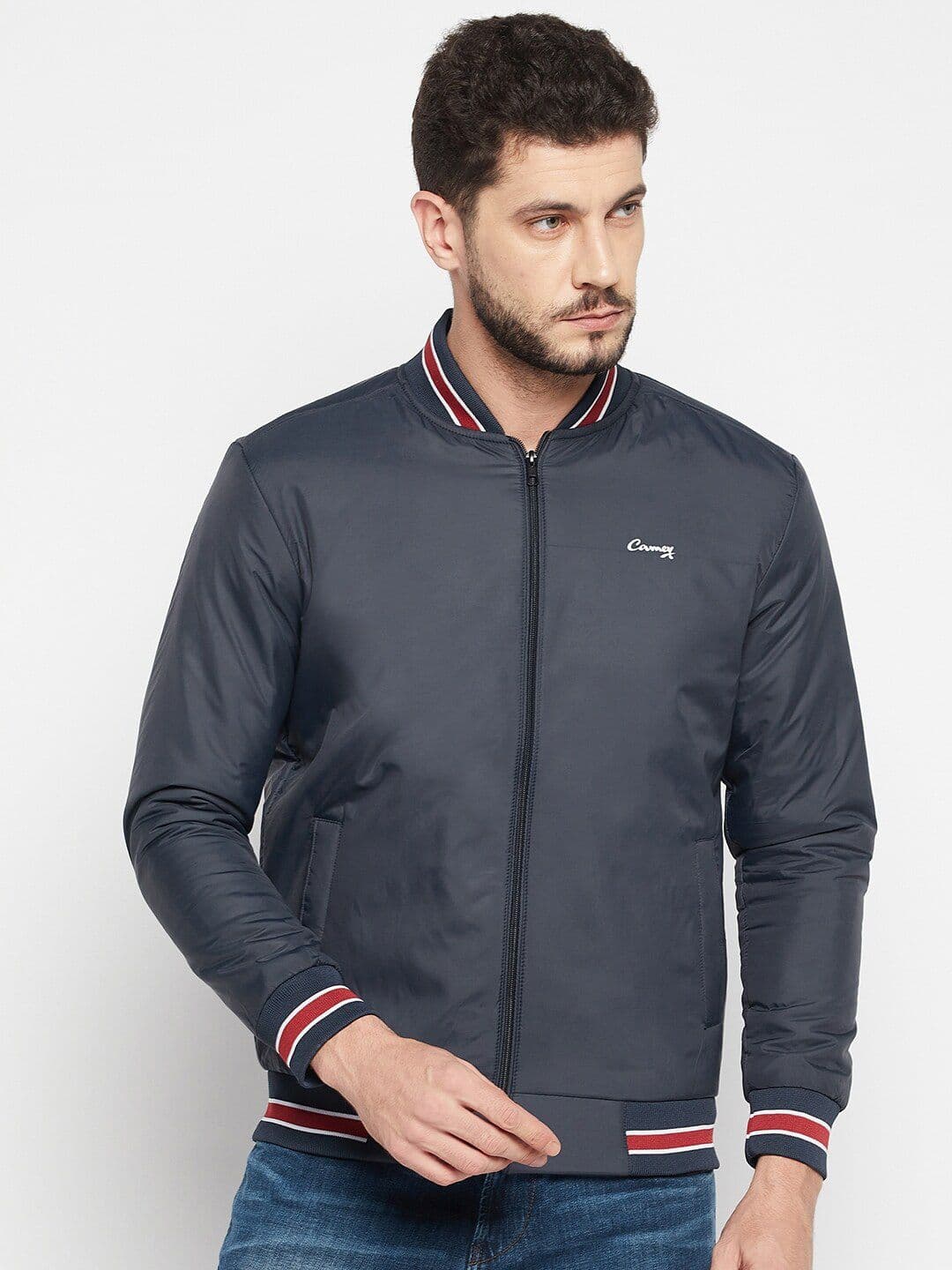 Camey Men Navy Blue Lightweight Bomber Jacket - view 1