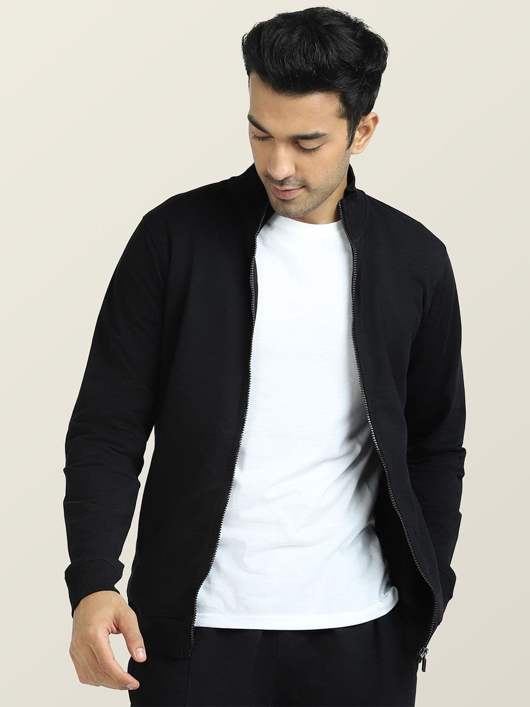 XYXX Front-Open Mock Collar Cotton Sweatshirt - view 1