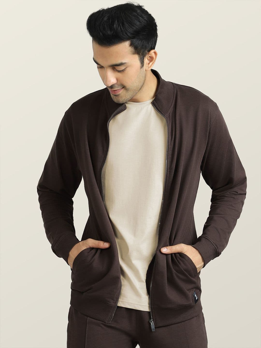 XYXX Front-Open Mock Collar Cotton Sweatshirt - view 1