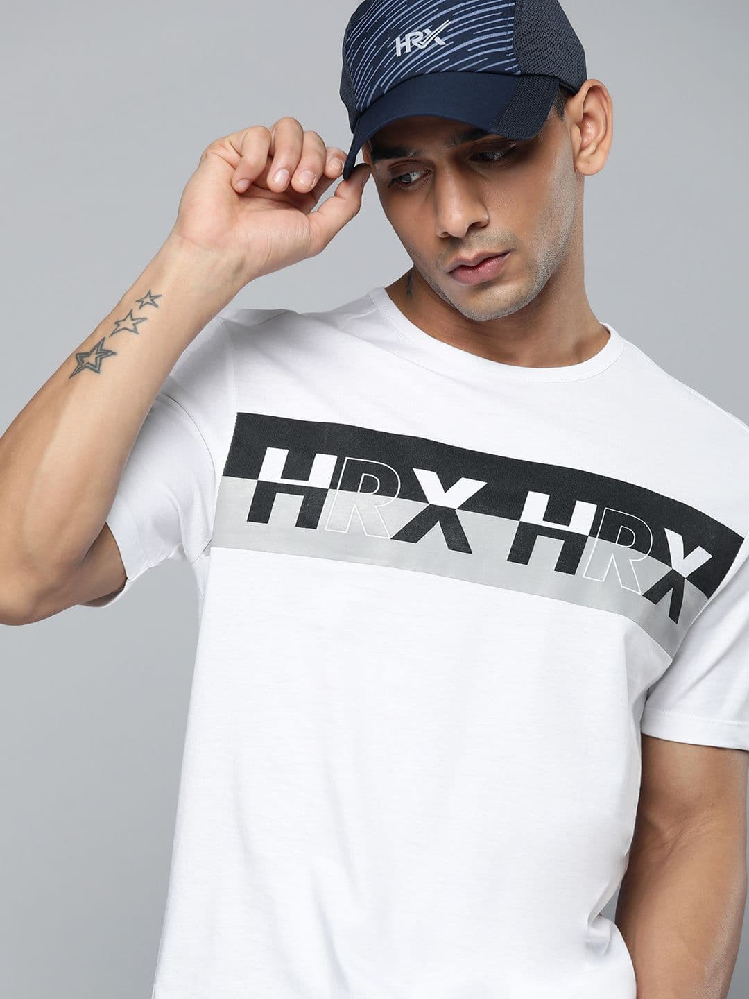 HRX by Hrithik Roshan Men White Brand Logo Printed Pure Cotton T-shirt - view 1