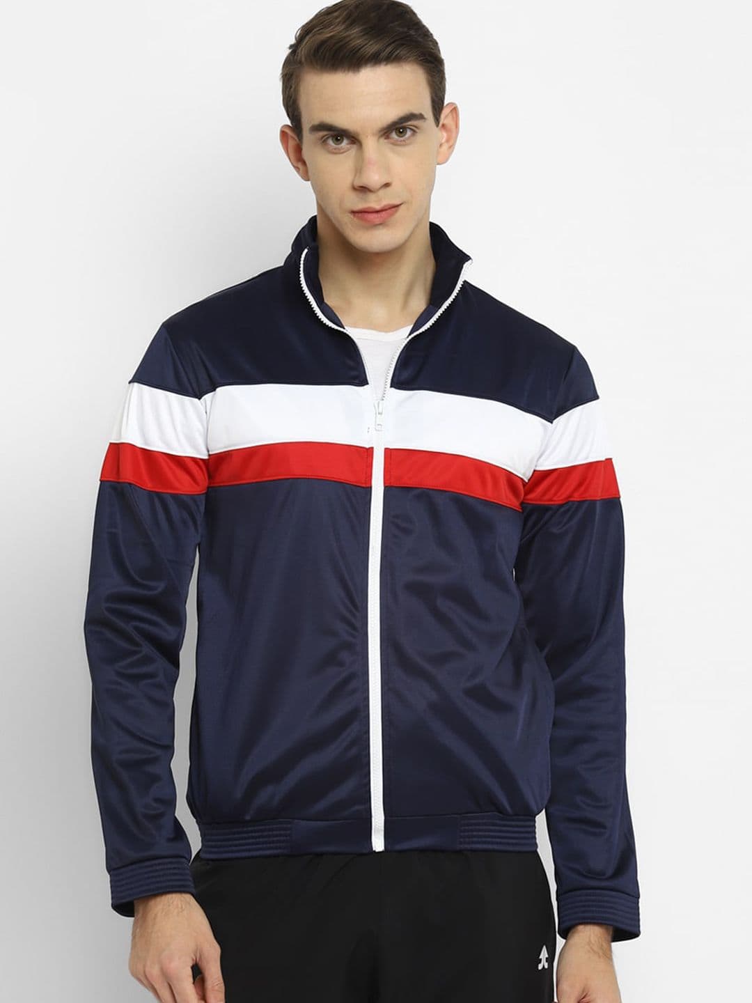 Yuuki Men Navy Blue Striped Sporty Jacket - view 1