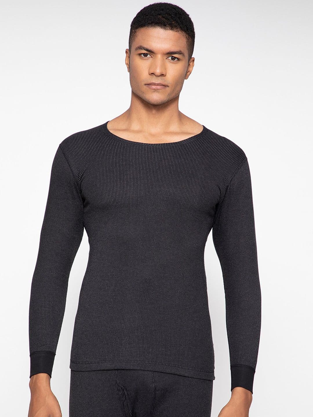 SPORTO Men Black Striped Ultima Thermal T-Shirt - view 1