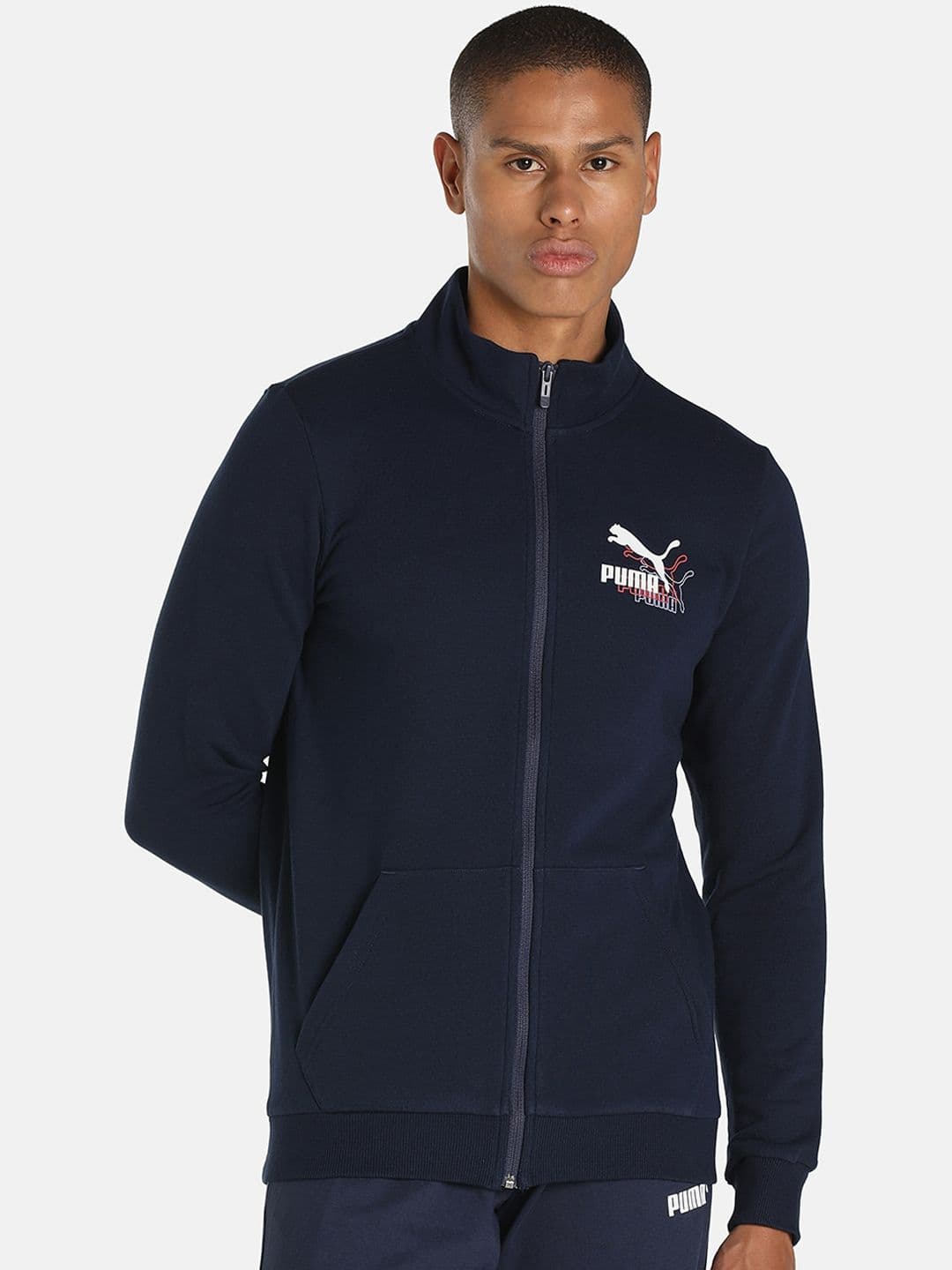 Puma Men Navy Blue Slim Fit Outdoor Open Front Jacket - view 1