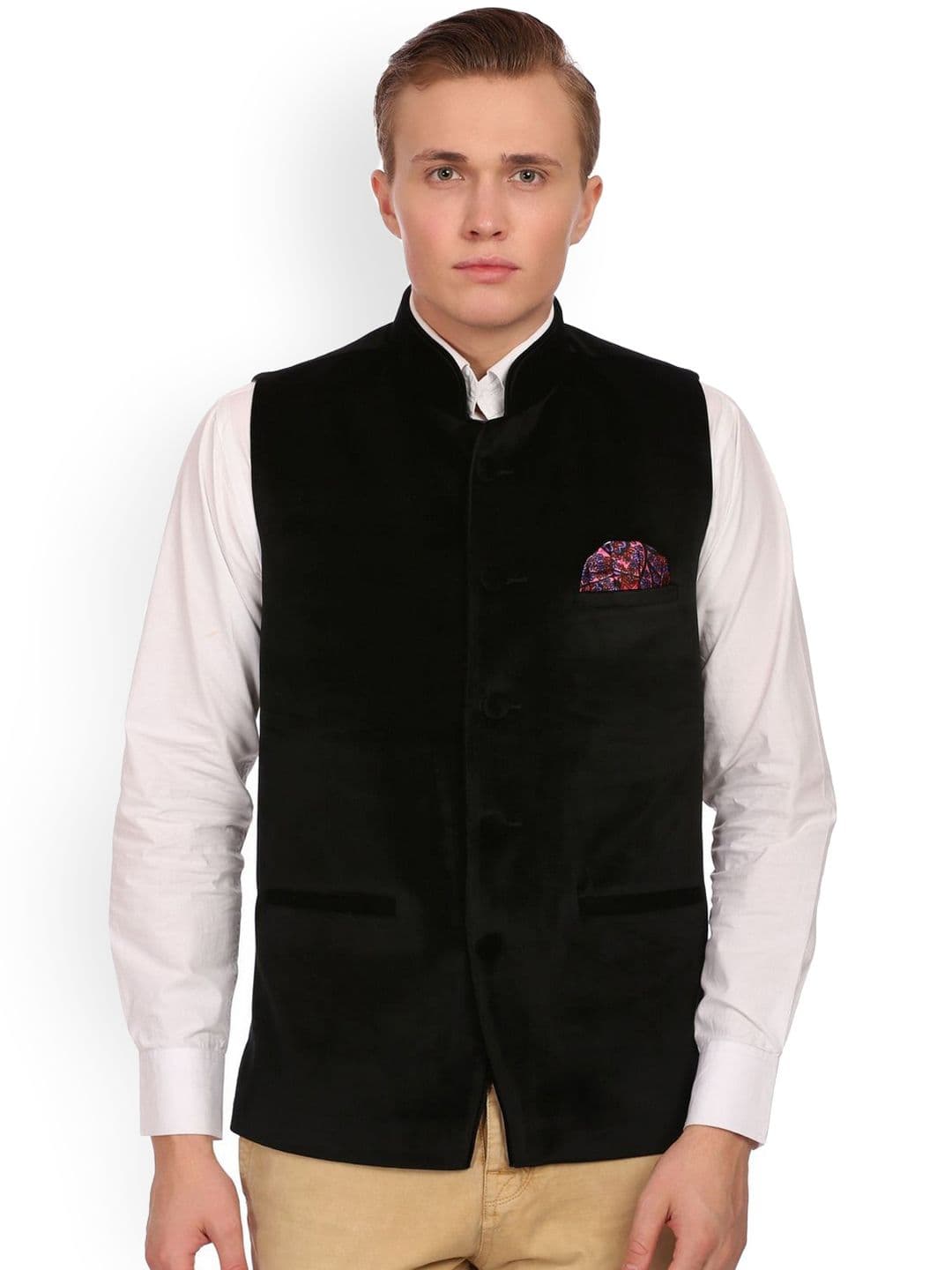 Wintage Black Velvet Nehru Jacket - view 1