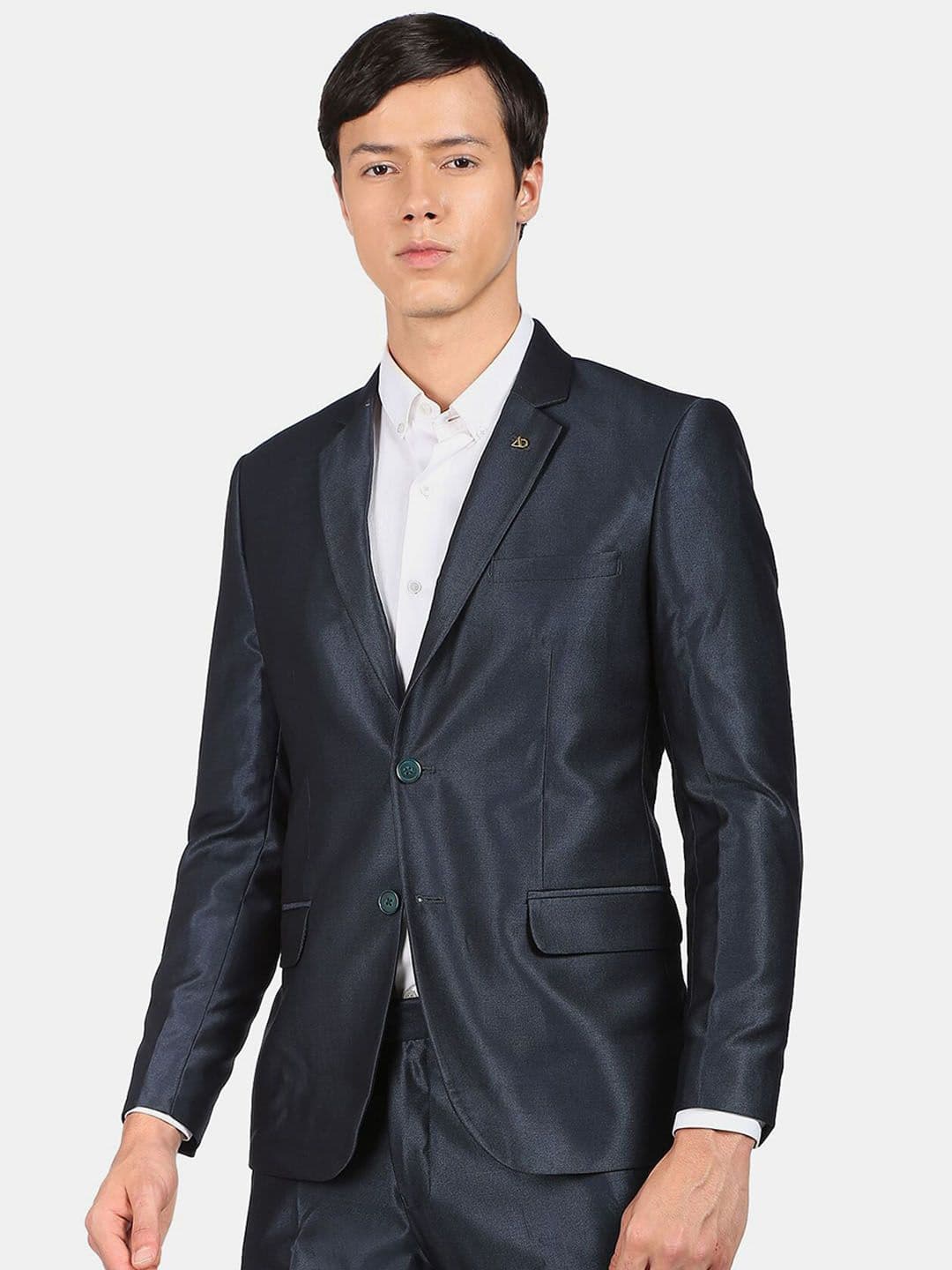 AD By Arvind Men 2 Piece Teal Blue Single-Breasted Tailored-Fit Suits - view 1