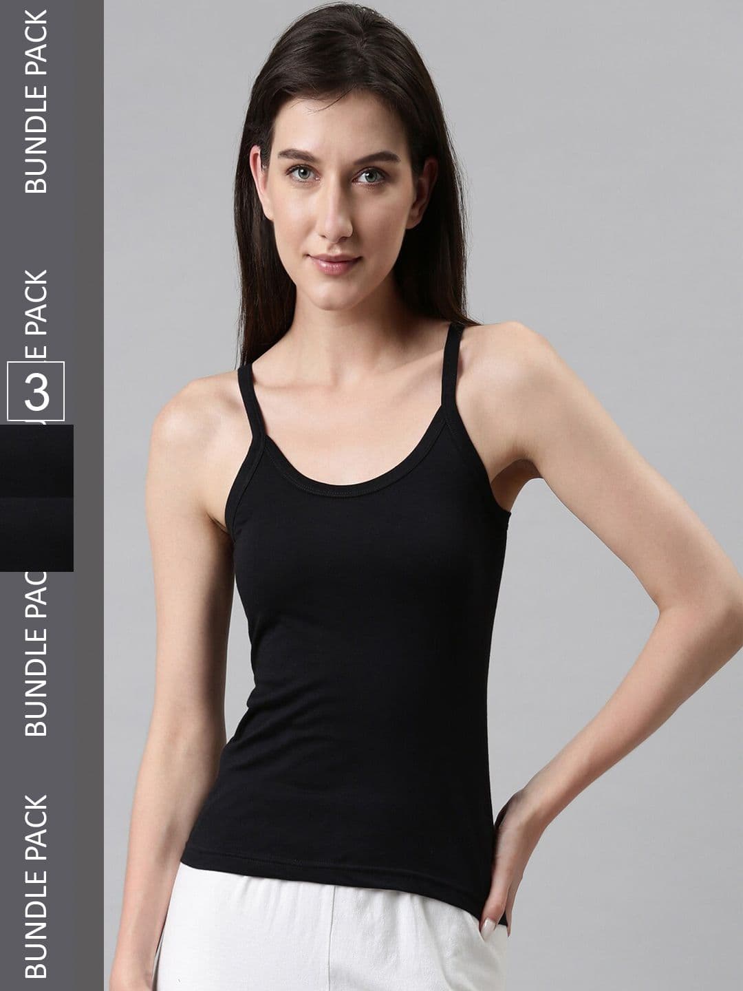 DIXCY SCOTT Slimz Pack Of 3 Black Cotton Camisoles - view 1
