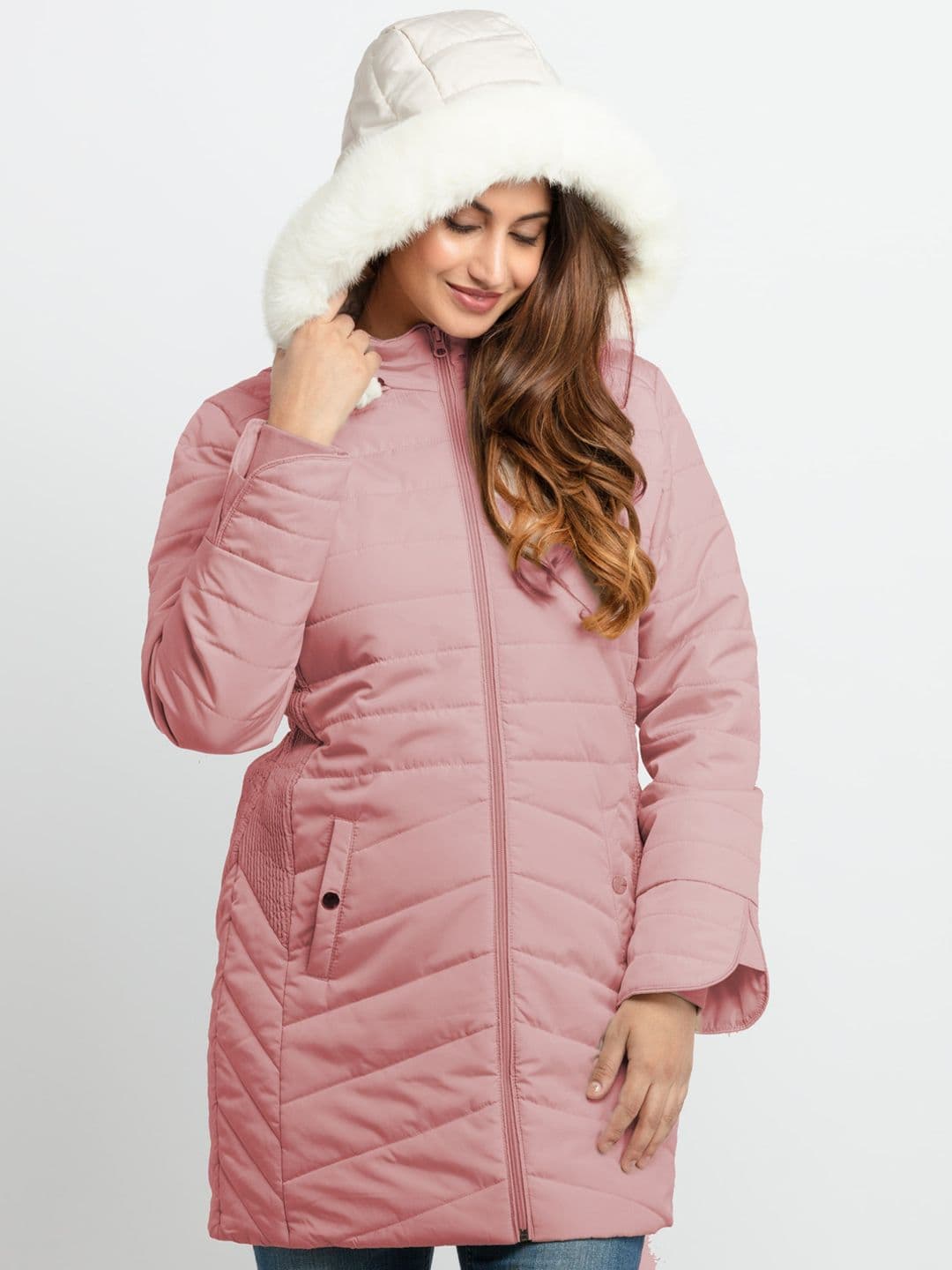Status Quo Men Pink Longline Parka Jacket - view 1