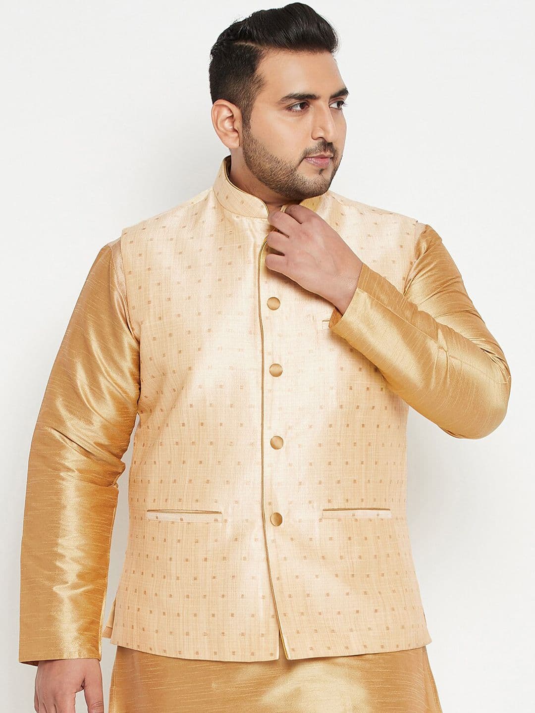 VASTRAMAY Men Plus Size Woven Design Nehru Jacket - view 1