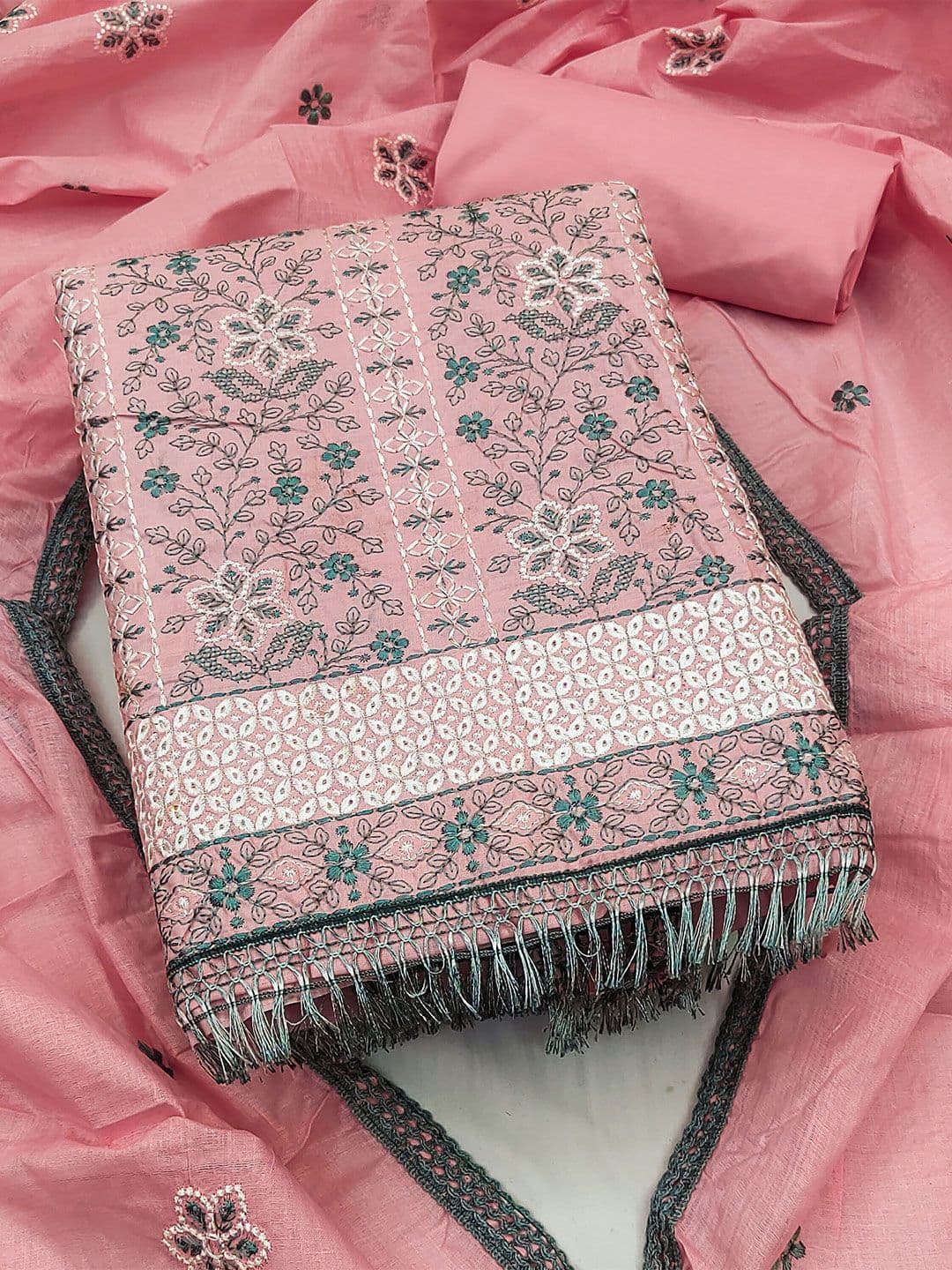 KALINI Embroidered Pure Cotton Unstitched Dress Material - view 1