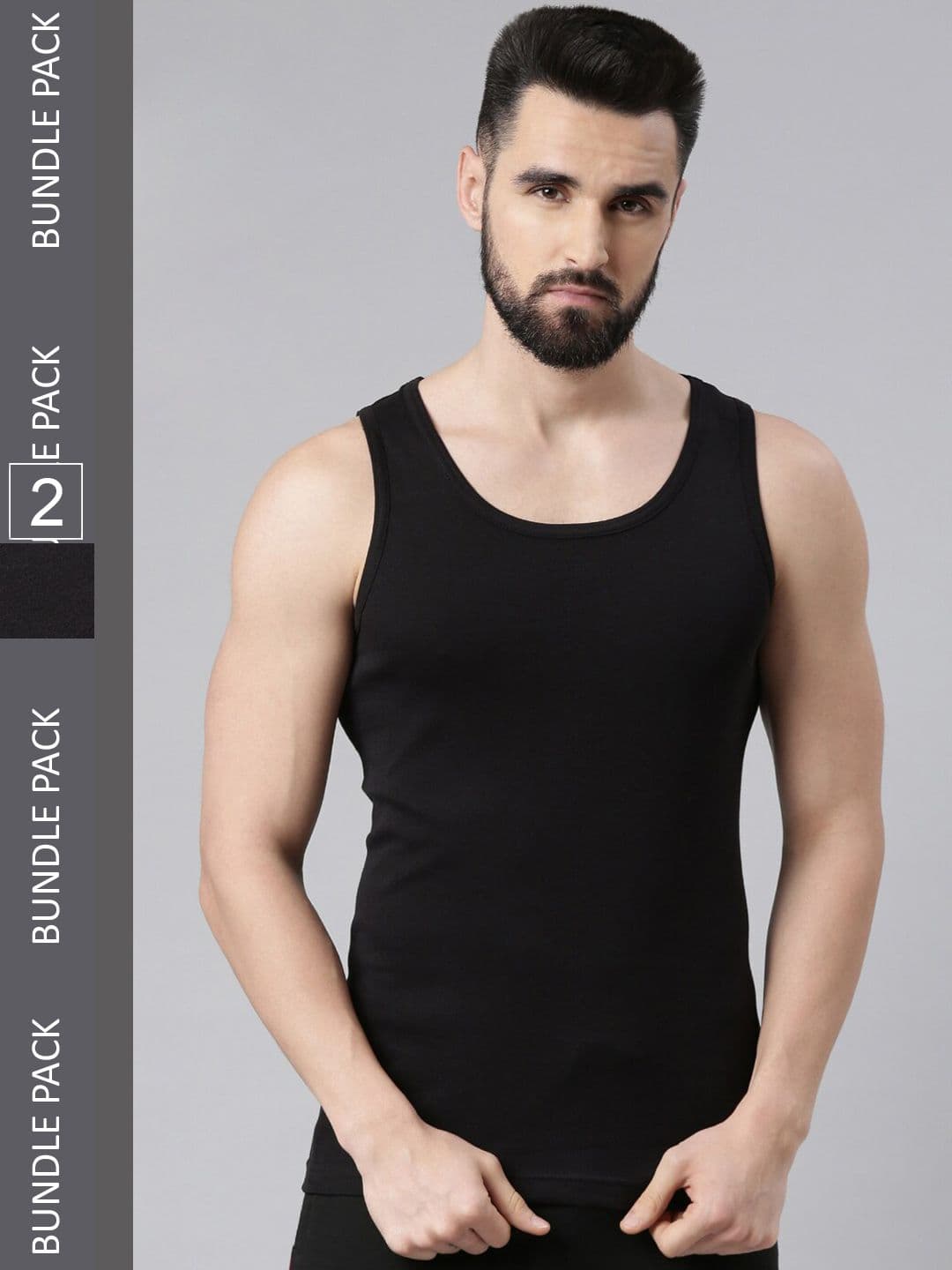 Force NXT Pack Of 2 Men Super Combed Egyptian Cotton Black Vest - view 1