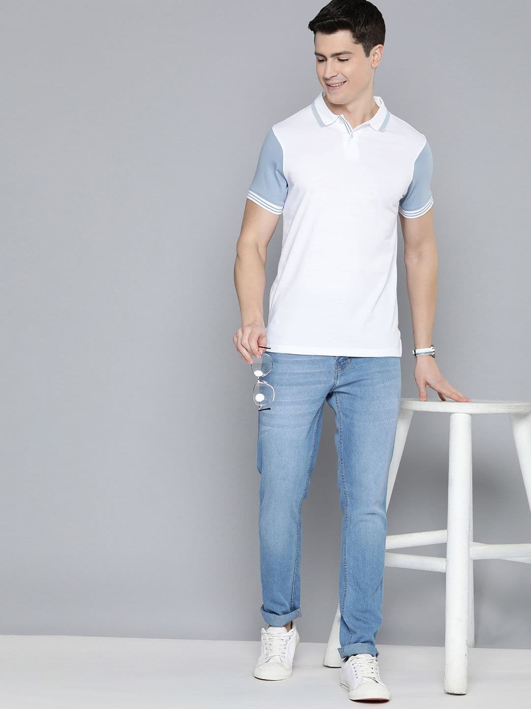 Mast & Harbour Polo Collar T-shirt With Contrast Sleeves - view 1