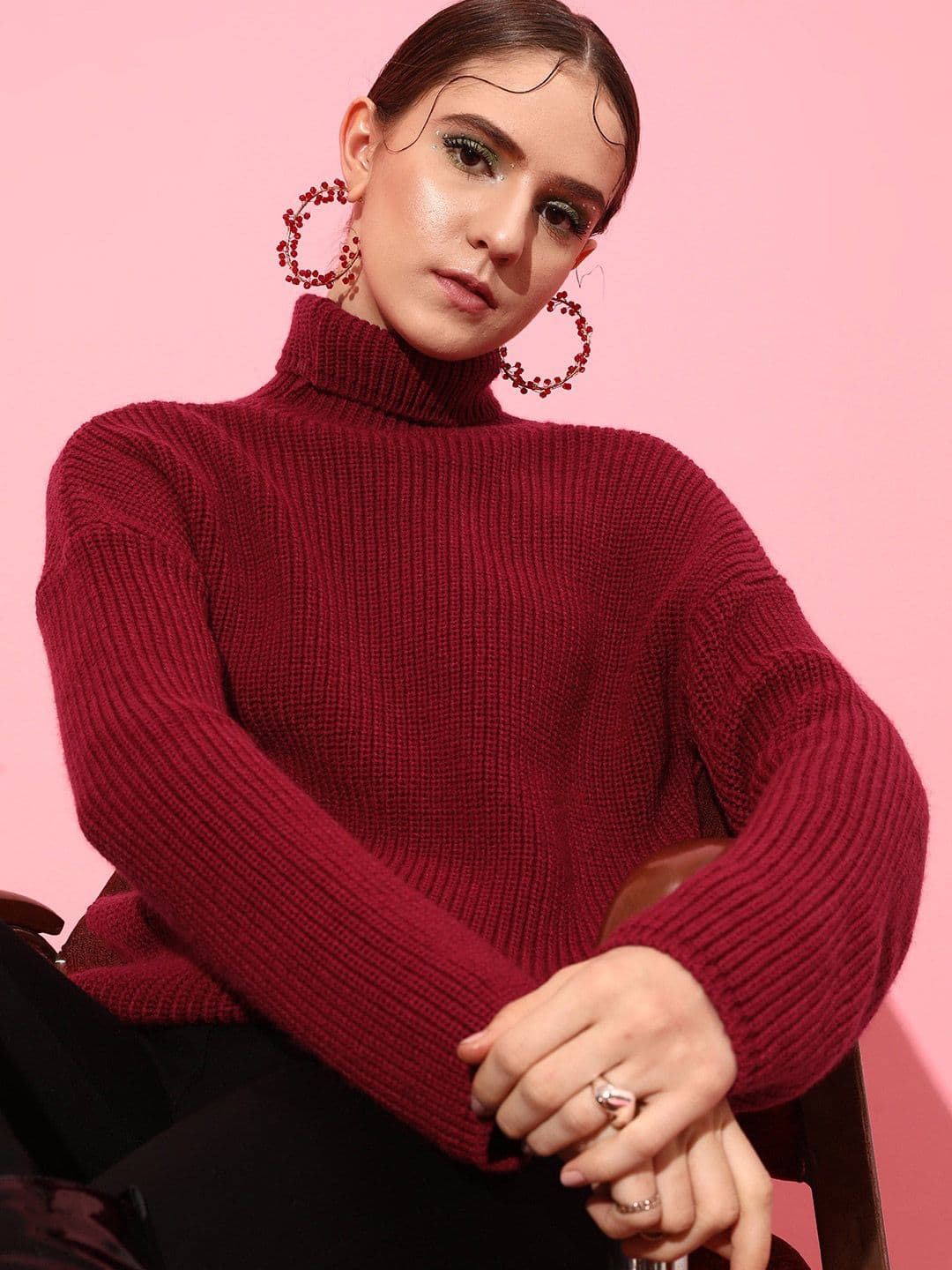 STREET 9 Women Acrylic Ribbed Pullover - view 1