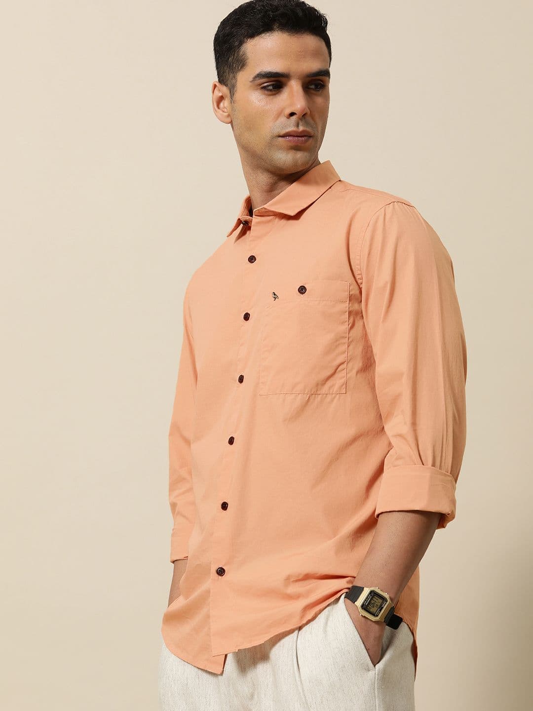 Mr Bowerbird Men Cotton Tailored Fit Spread Collar Casual Shirt - view 1