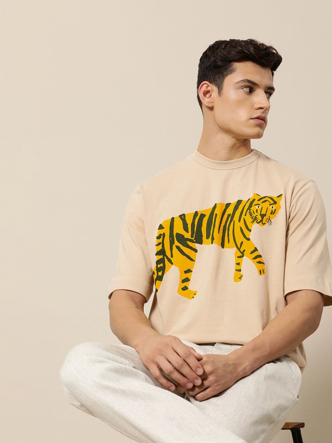 Mr Bowerbird Men Pure Cotton Liberal Fit Tiger Print T-shirt - view 1