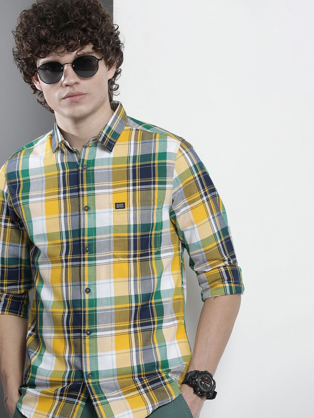 The Indian Garage Co Men Tartan Checked Cotton Casual Shirt - view 1