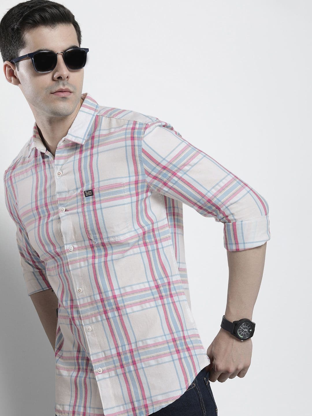 The Indian Garage Co Men Tartan Checked Cotton Casual Shirt - view 1