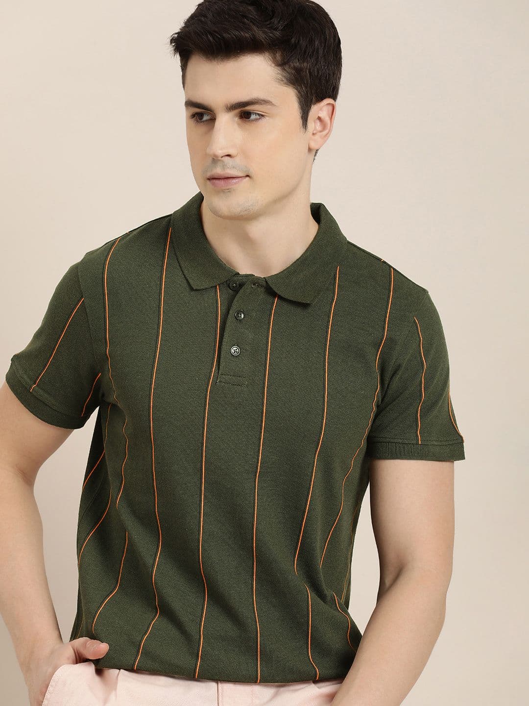 INVICTUS Short Sleeves Striped Polo Collar T-shirt - view 1