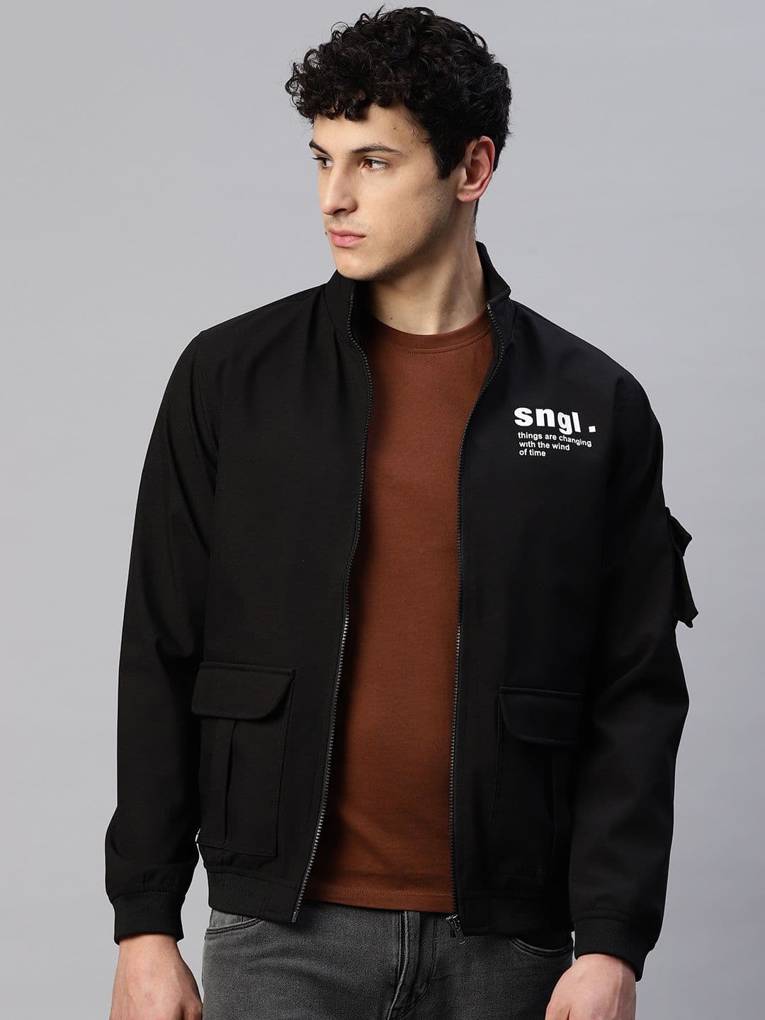 Pierre Carlo Men Typography Printed Sporty Jacket - view 1