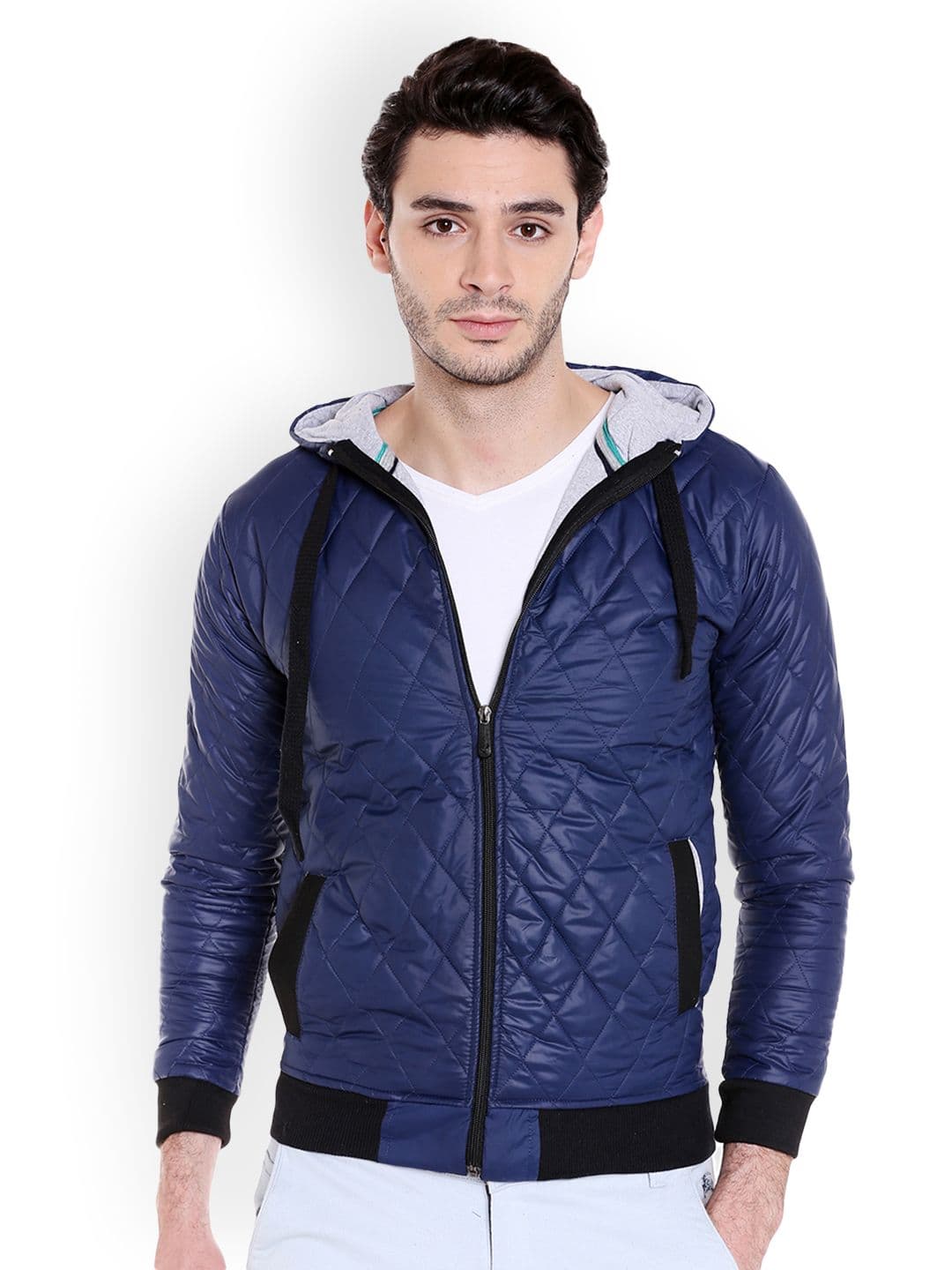 CAHOOT Men Blue Solid Quilted Jacket - view 1