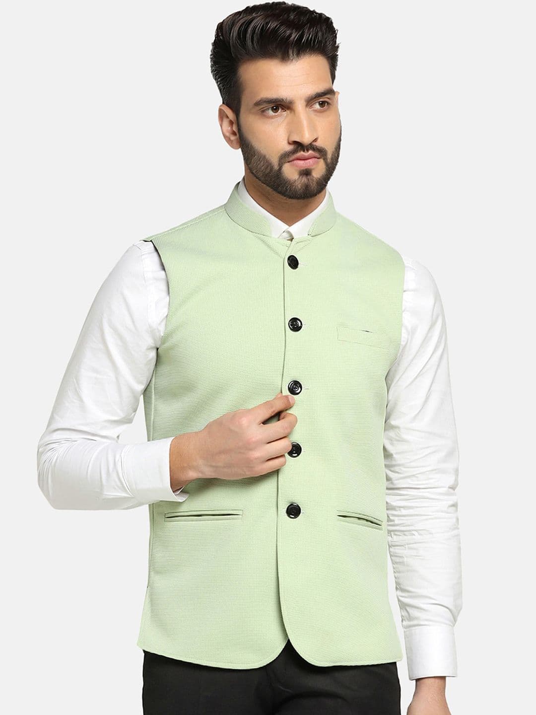 TAHVO Men Self-Design Nehru Jacket - view 1