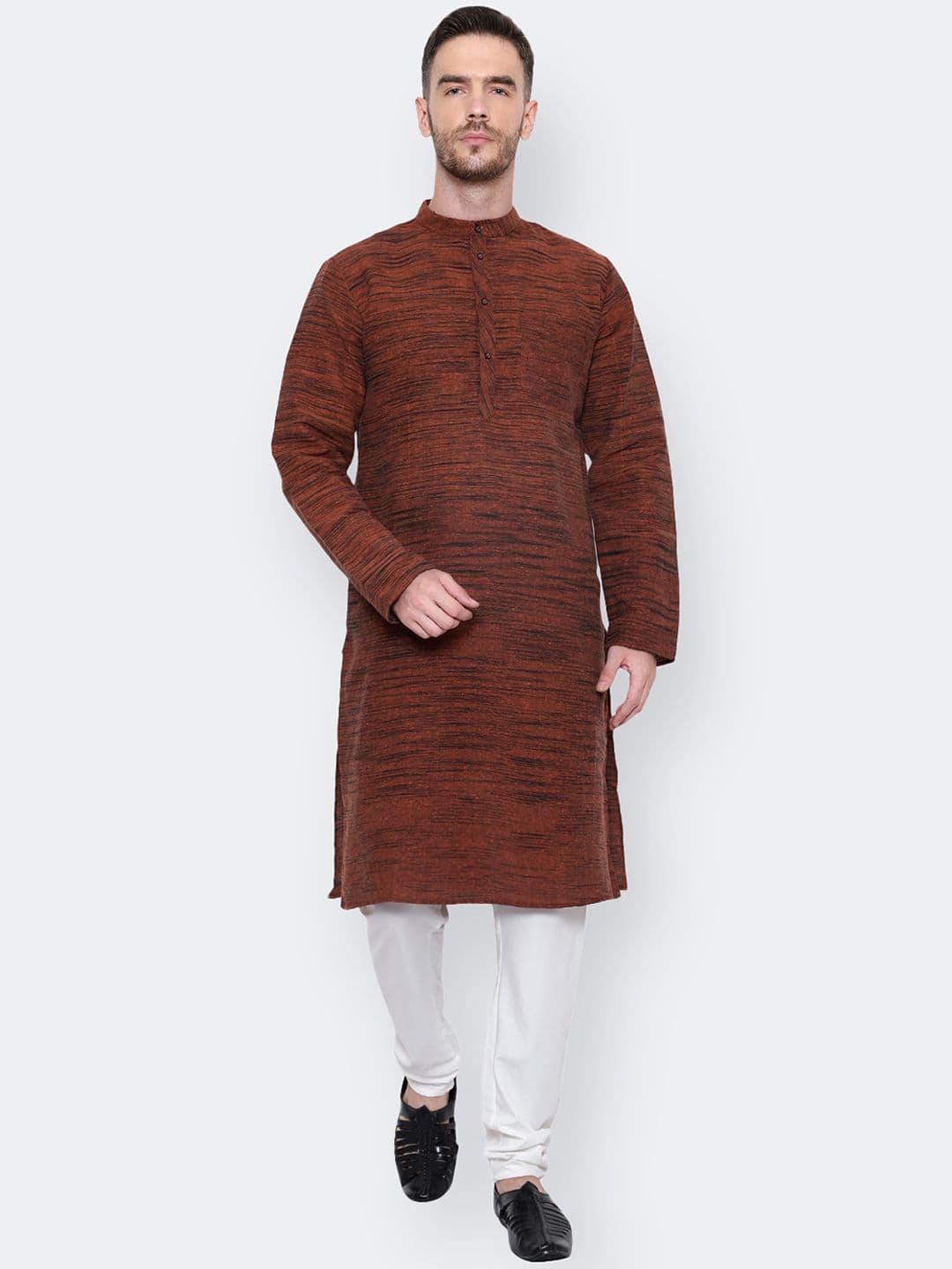 Latest Chikan Garments Band Collar Regular Fit Cotton Kurta - view 1