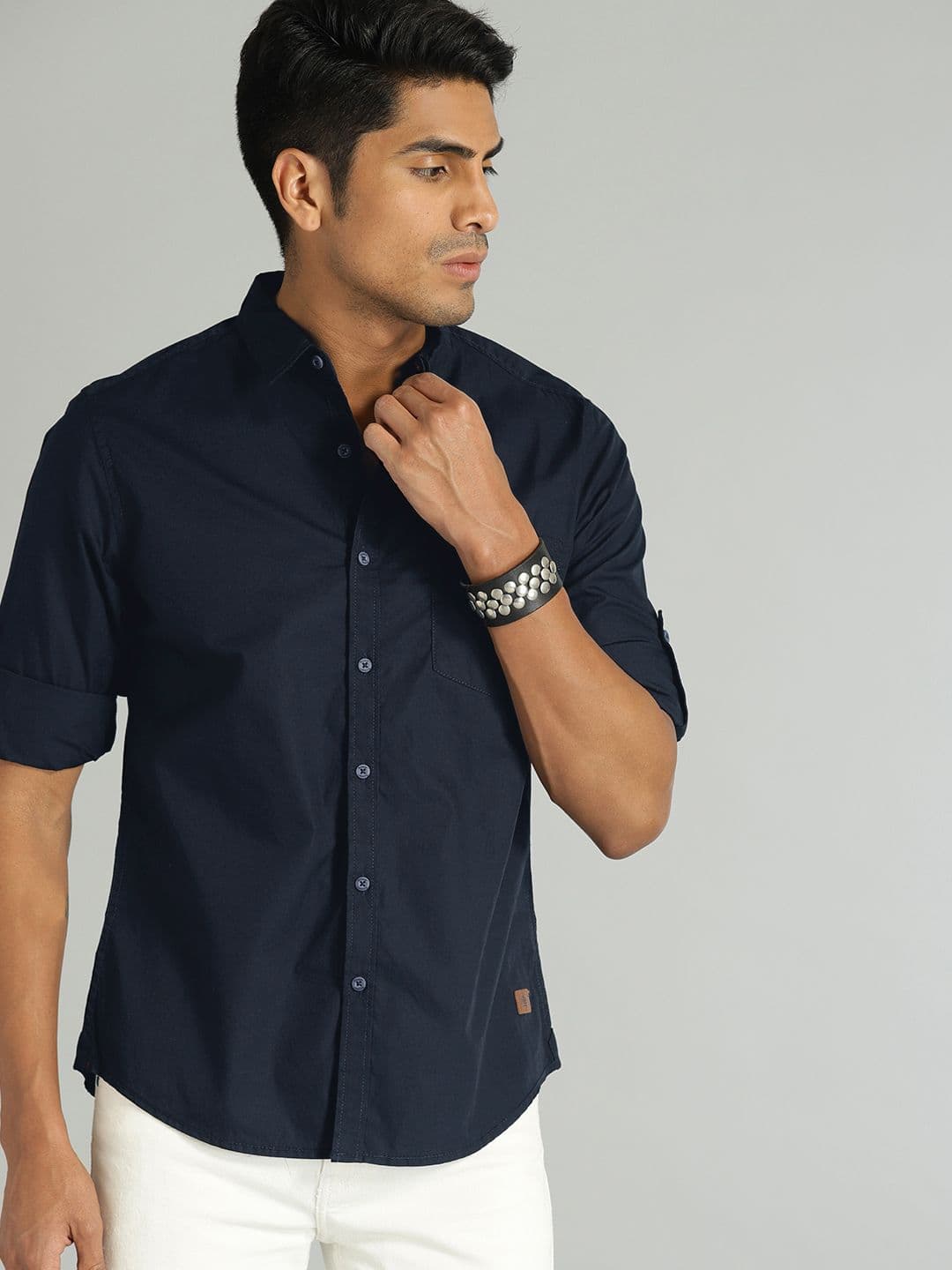 Roadster Men Navy Blue Cotton Casual Shirt - view 1