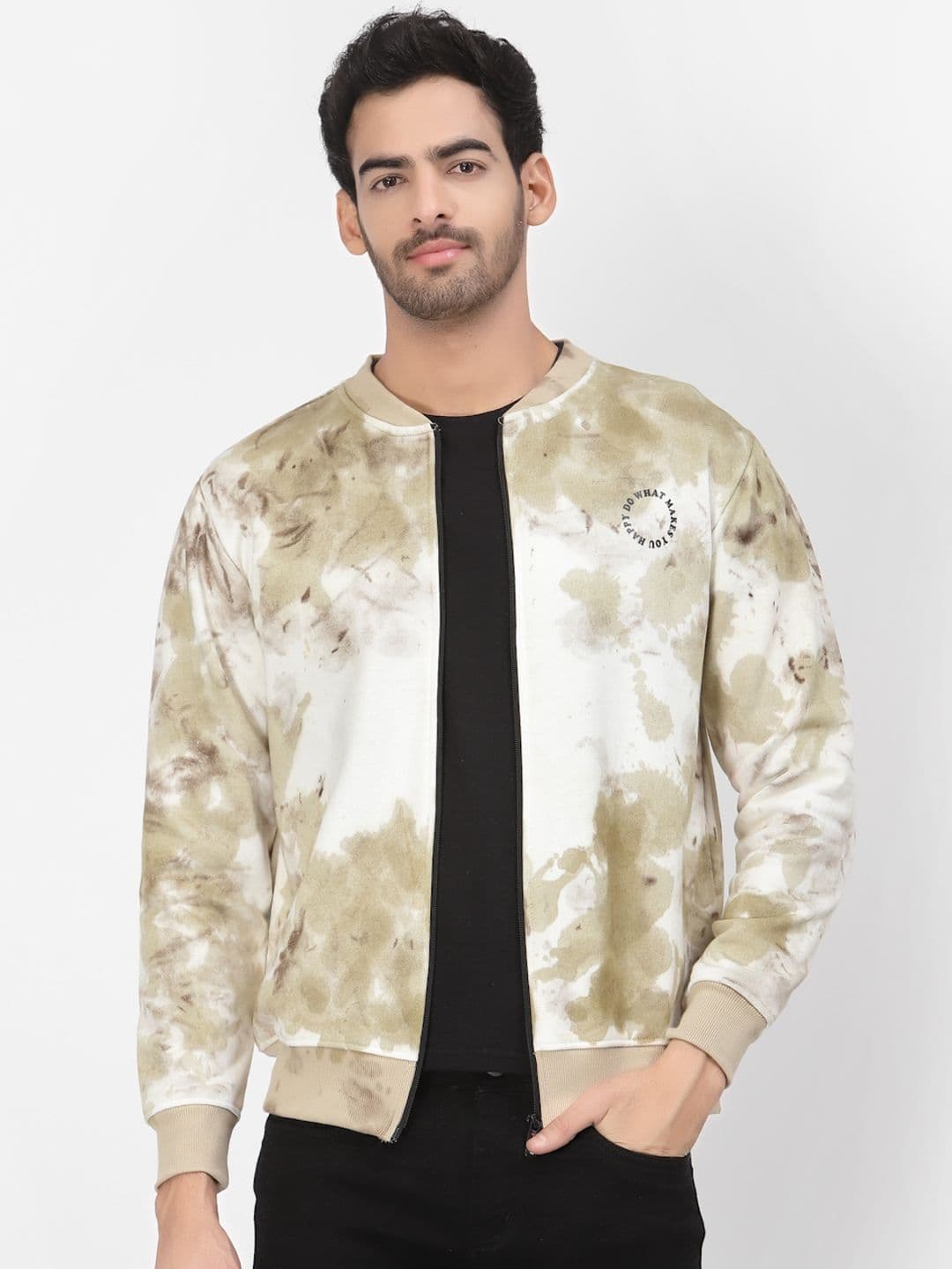PAUSE SPORT Men Tie and Dye Fleece Lightweight Outdoor Bomber Jacket - view 1