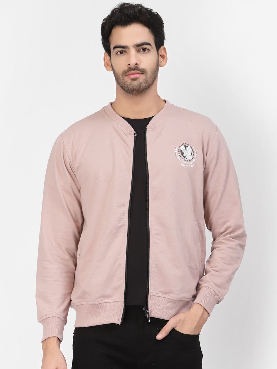 PAUSE SPORT Men Brand Logo Fleece Lightweight Outdoor Bomber Jacket - view 1