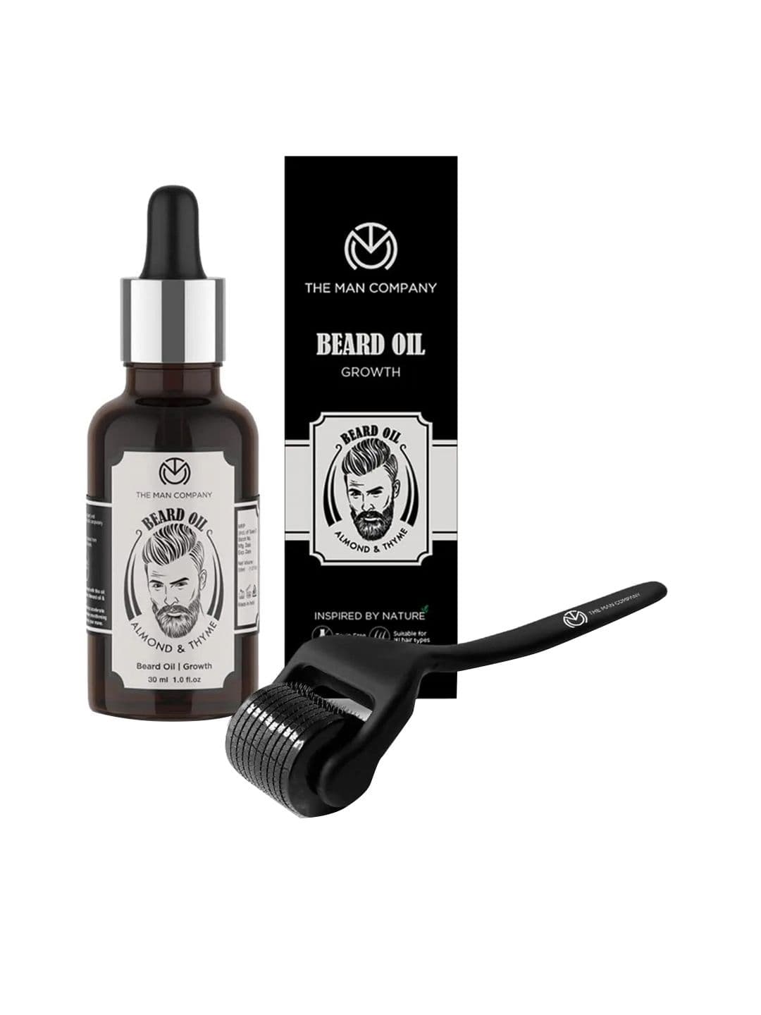 THE MAN COMPANY Set of Beard Booster Almond+Thyme Beard Oil (30ml) & Derma Roller - view 1
