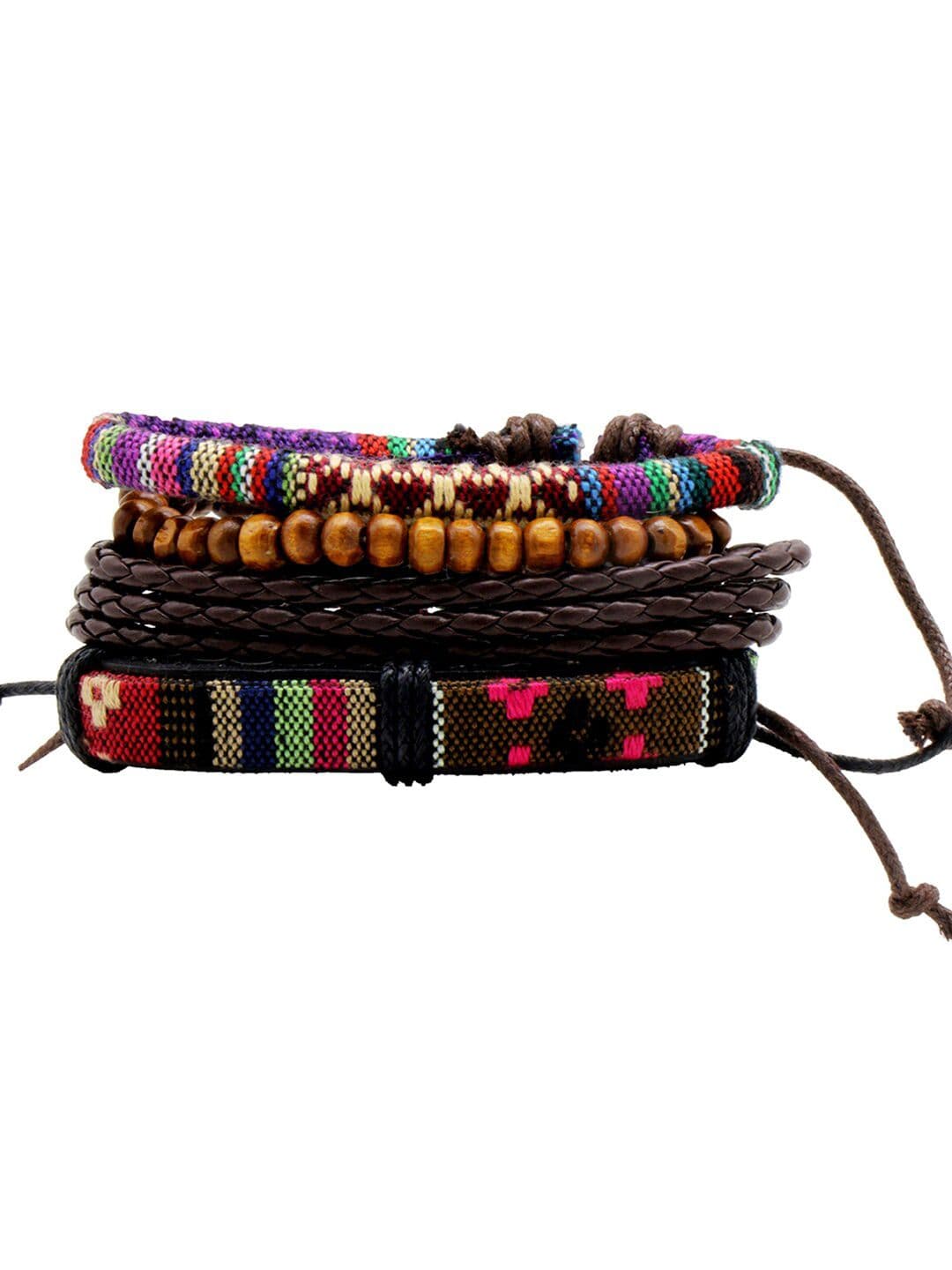 JOKER & WITCH Men Set of 4 Leather Multistrand Bracelets - view 1